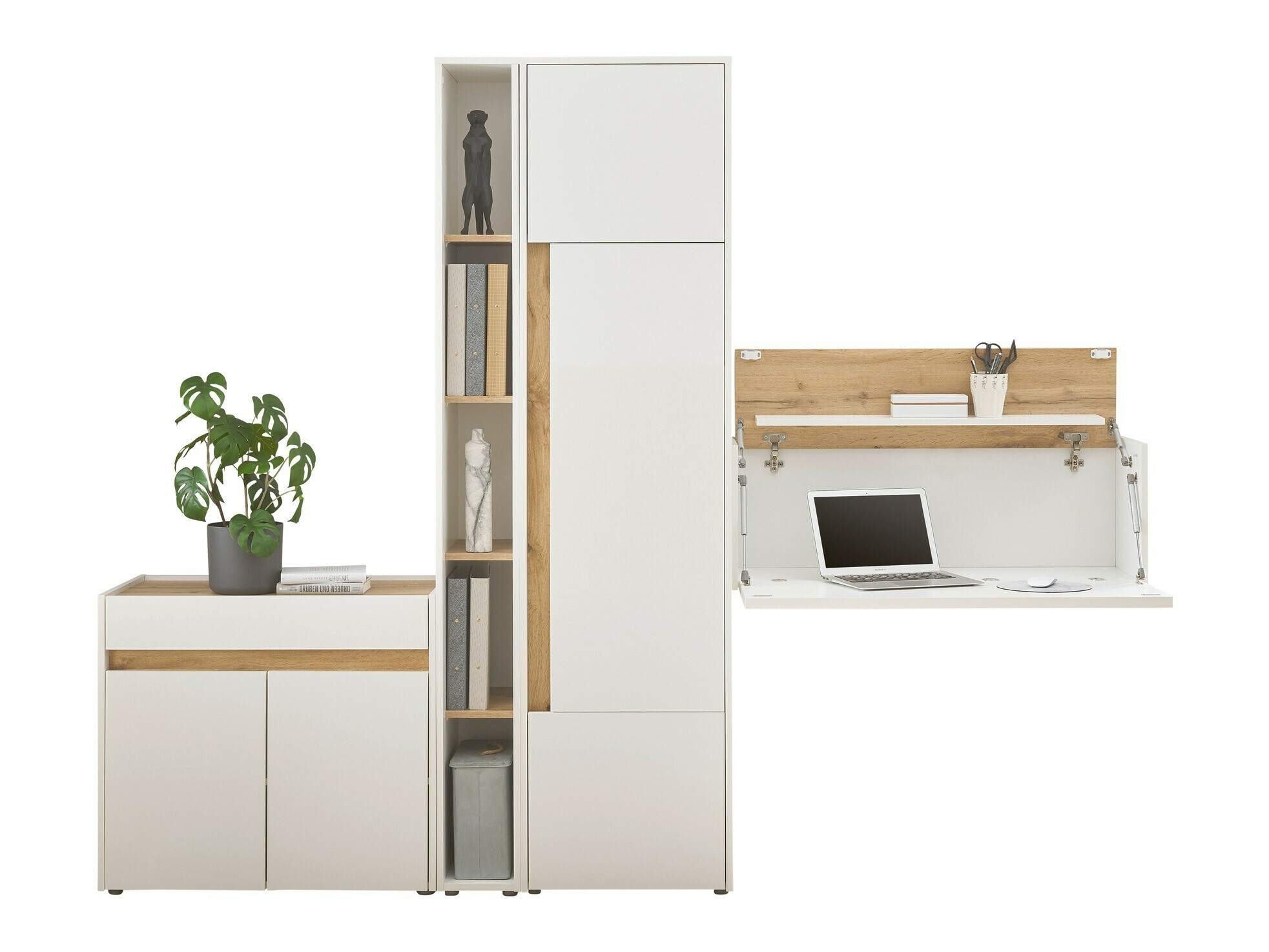 Meubelset Elbsori 156 (Wit + Wotan eik)