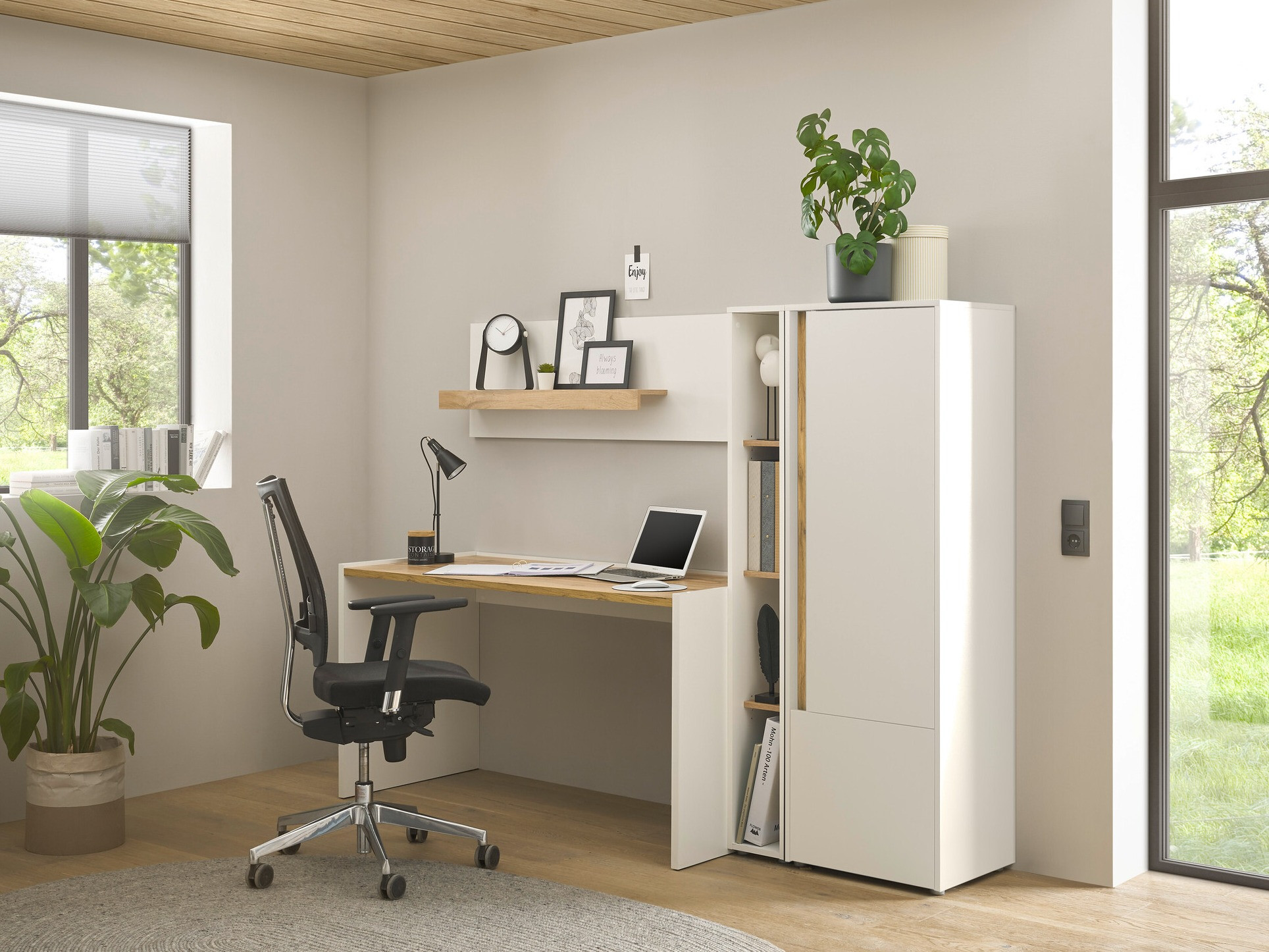 Thuiskantoorset Elbsori 154 (Wit + Wotan eik)