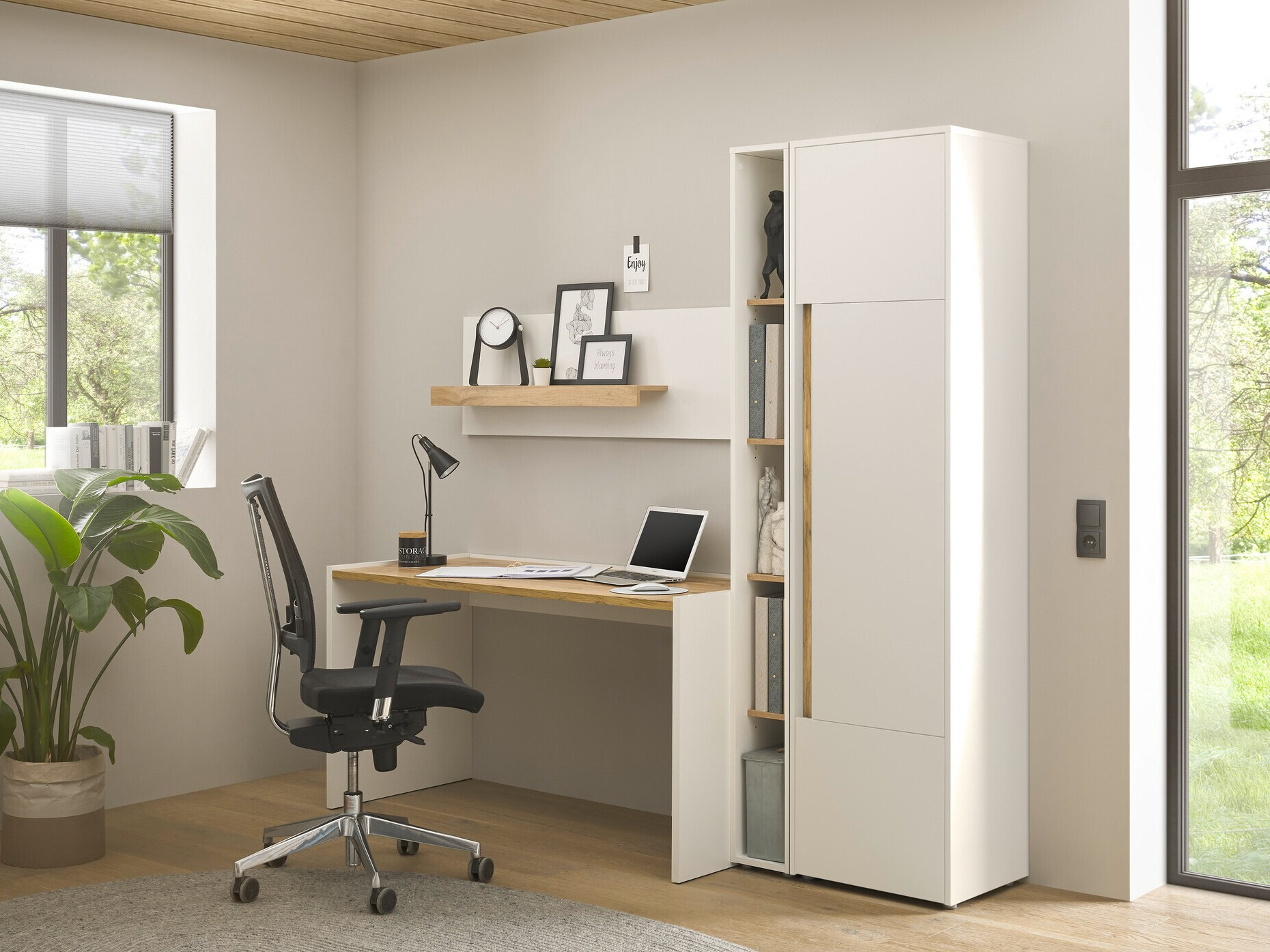 Thuiskantoorset Elbsori 155 (Wit + Wotan eik)