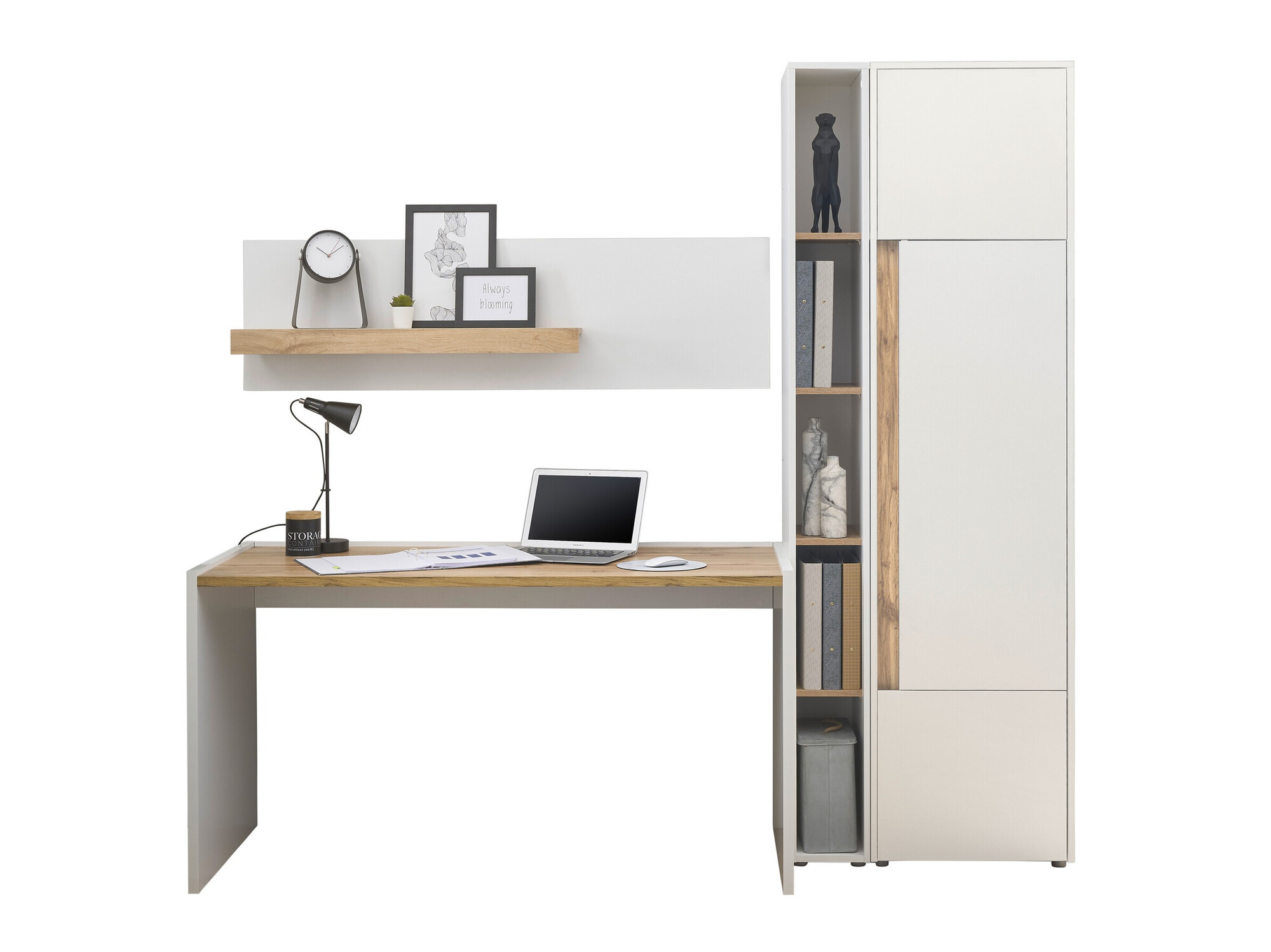 Thuiskantoorset Elbsori 155 (Wit + Wotan eik)