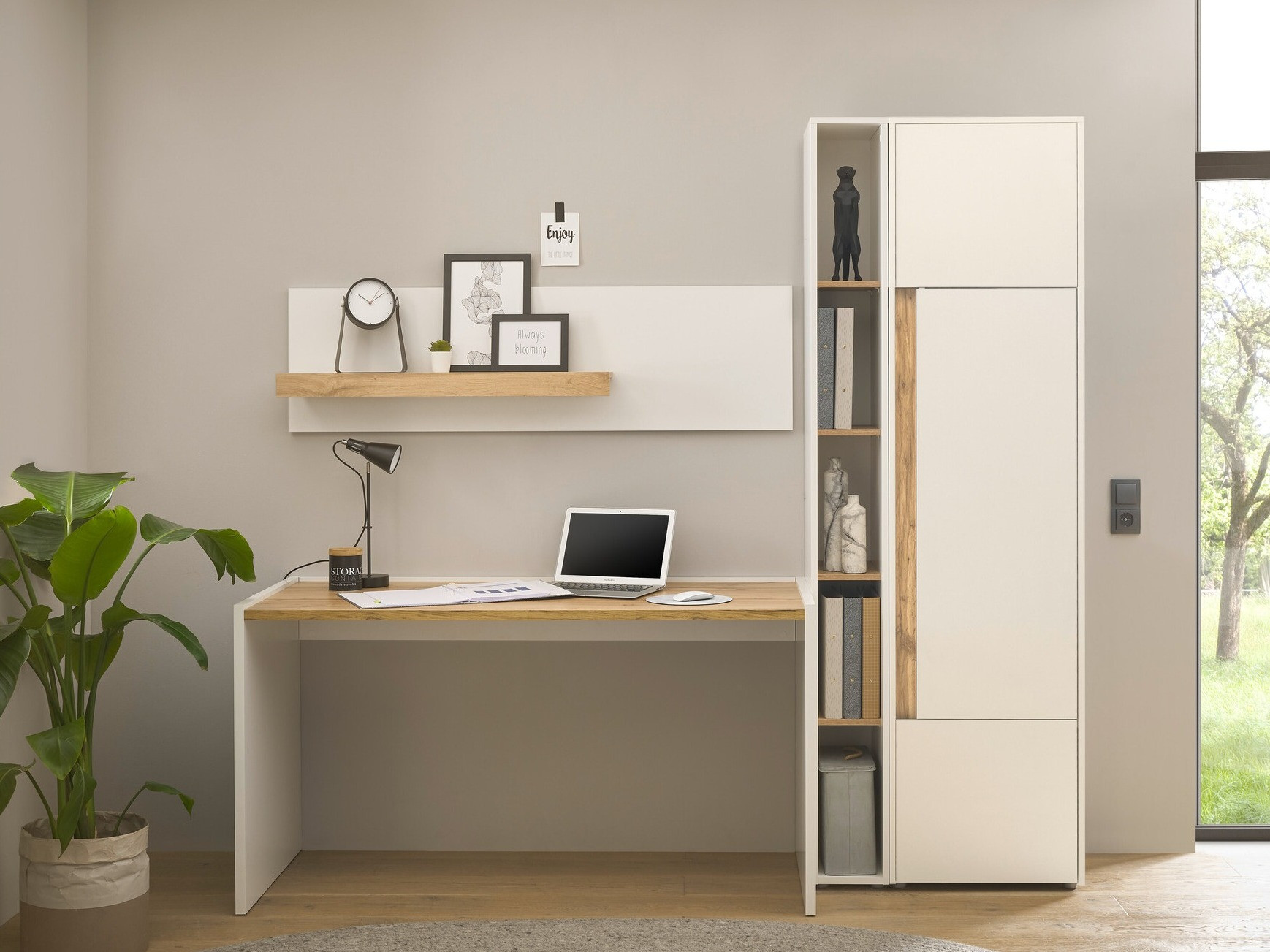 Thuiskantoorset Elbsori 155 (Wit + Wotan eik)