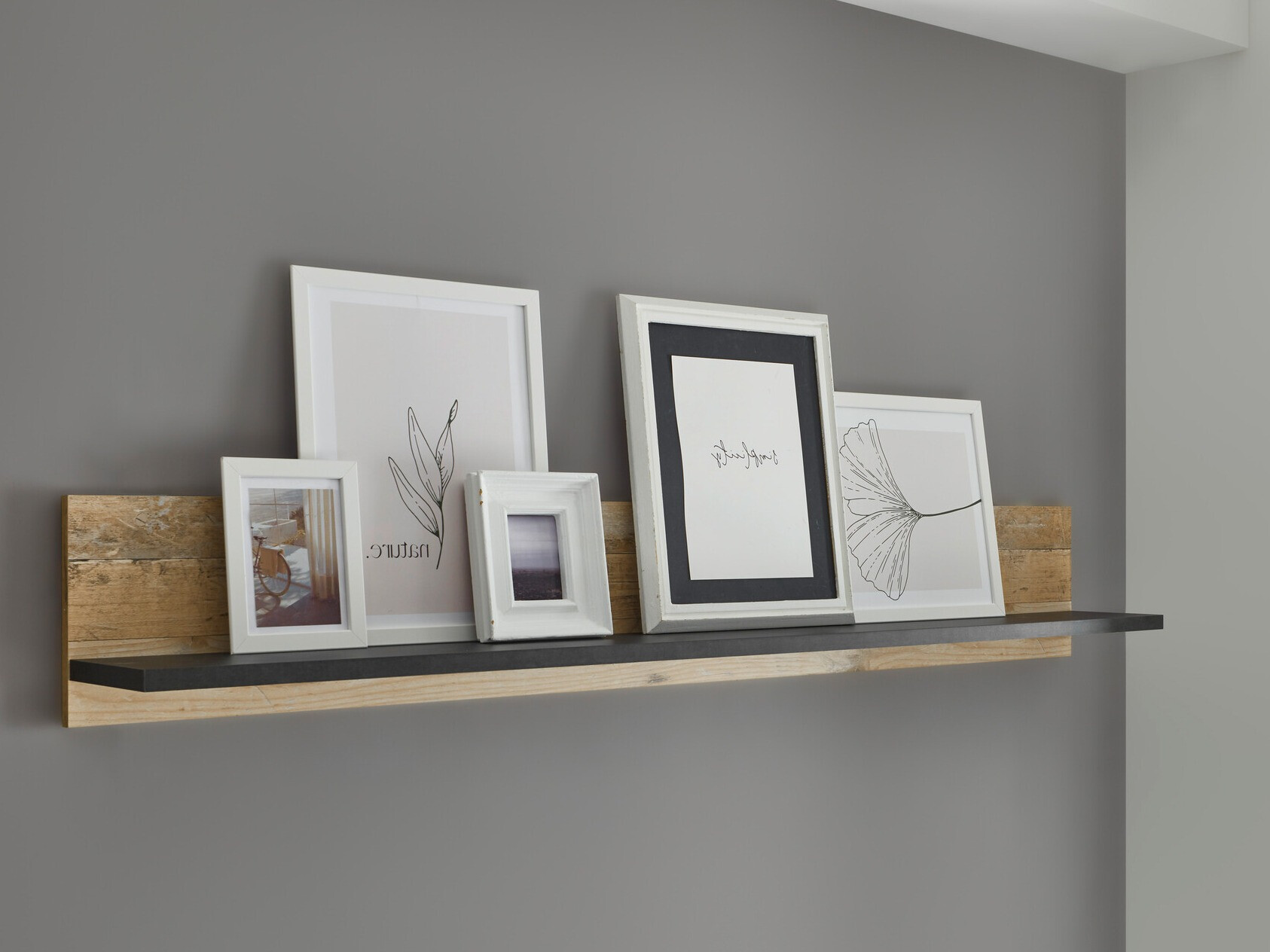 Wandplank Cirtale 120 (Antraciet + Verouderd hout)