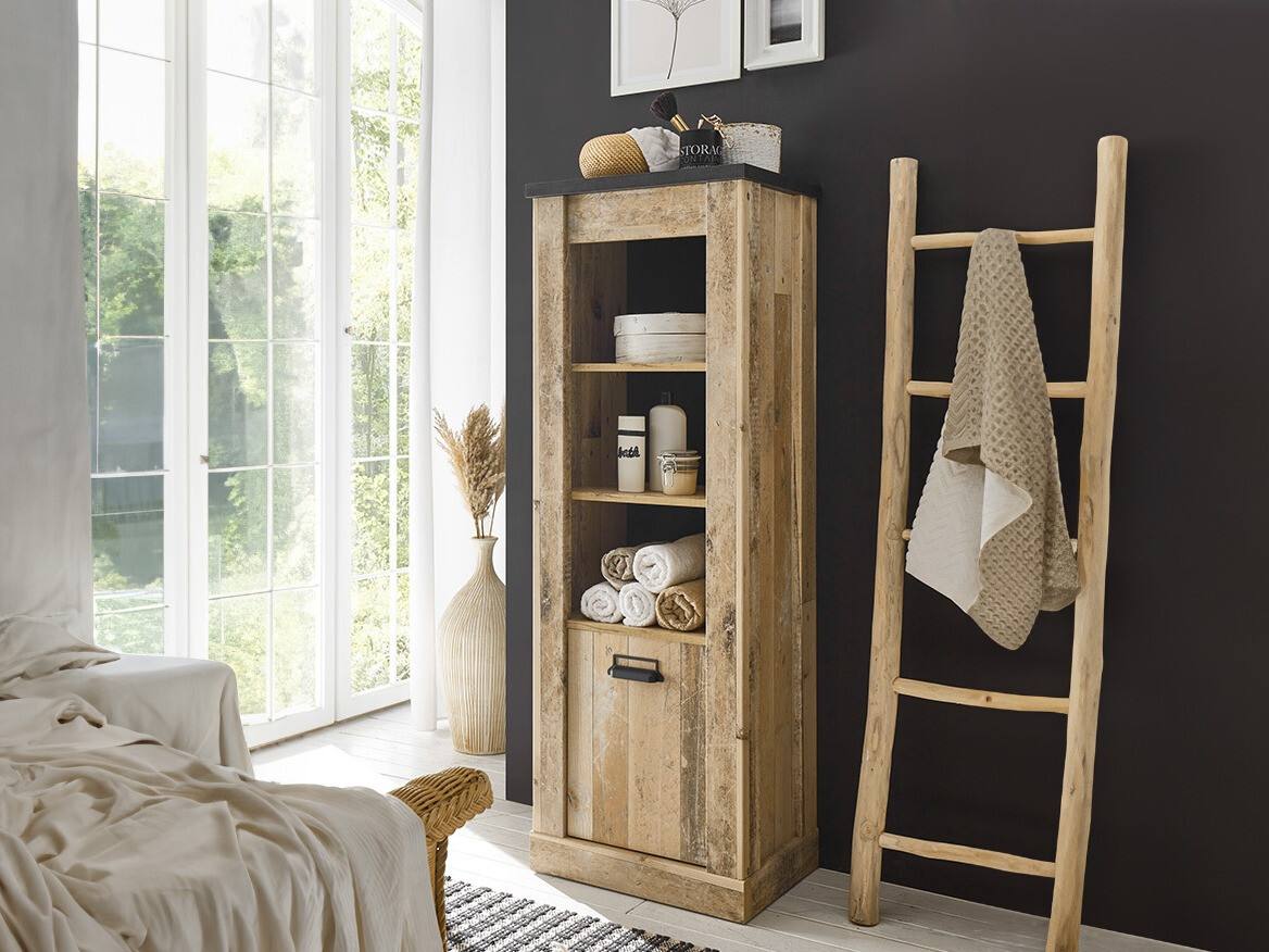 Boekenkast Cirtale 123 (Verouderd hout + Antraciet)