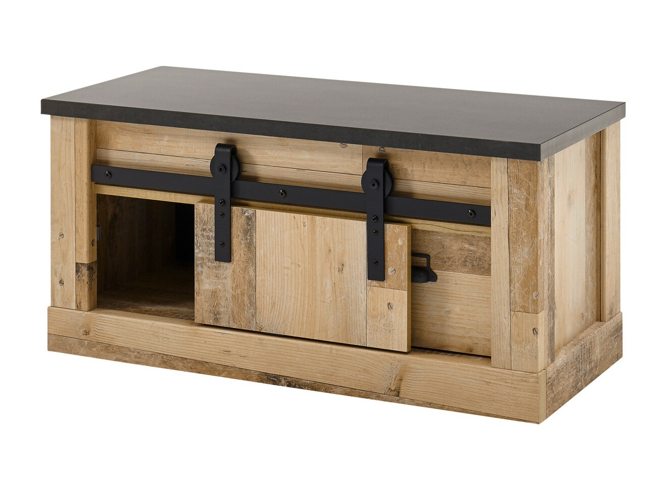 Schoenenkast Cirtale 124 (Antraciet + Verouderd hout)