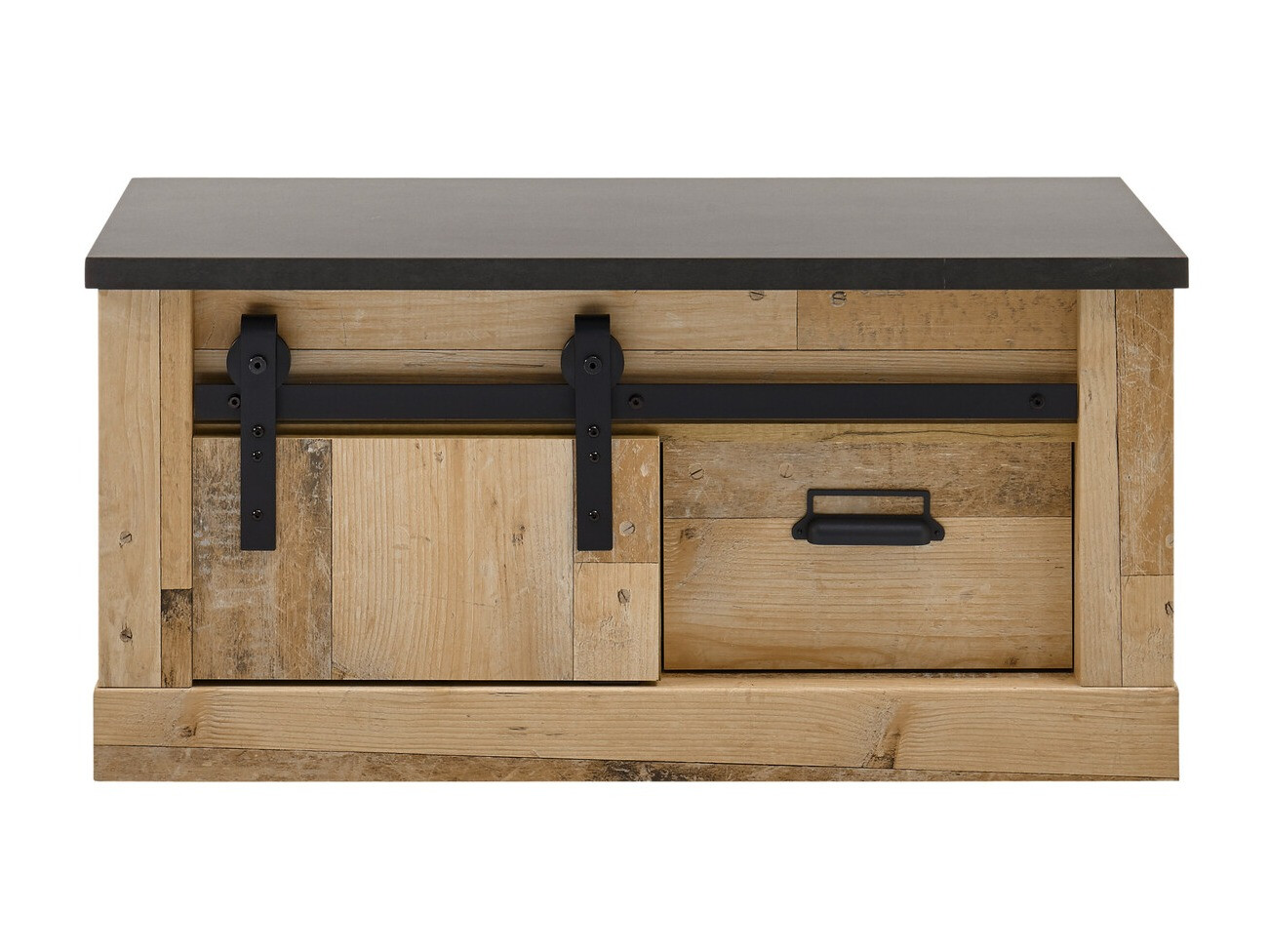 Schoenenkast Cirtale 124 (Antraciet + Verouderd hout)