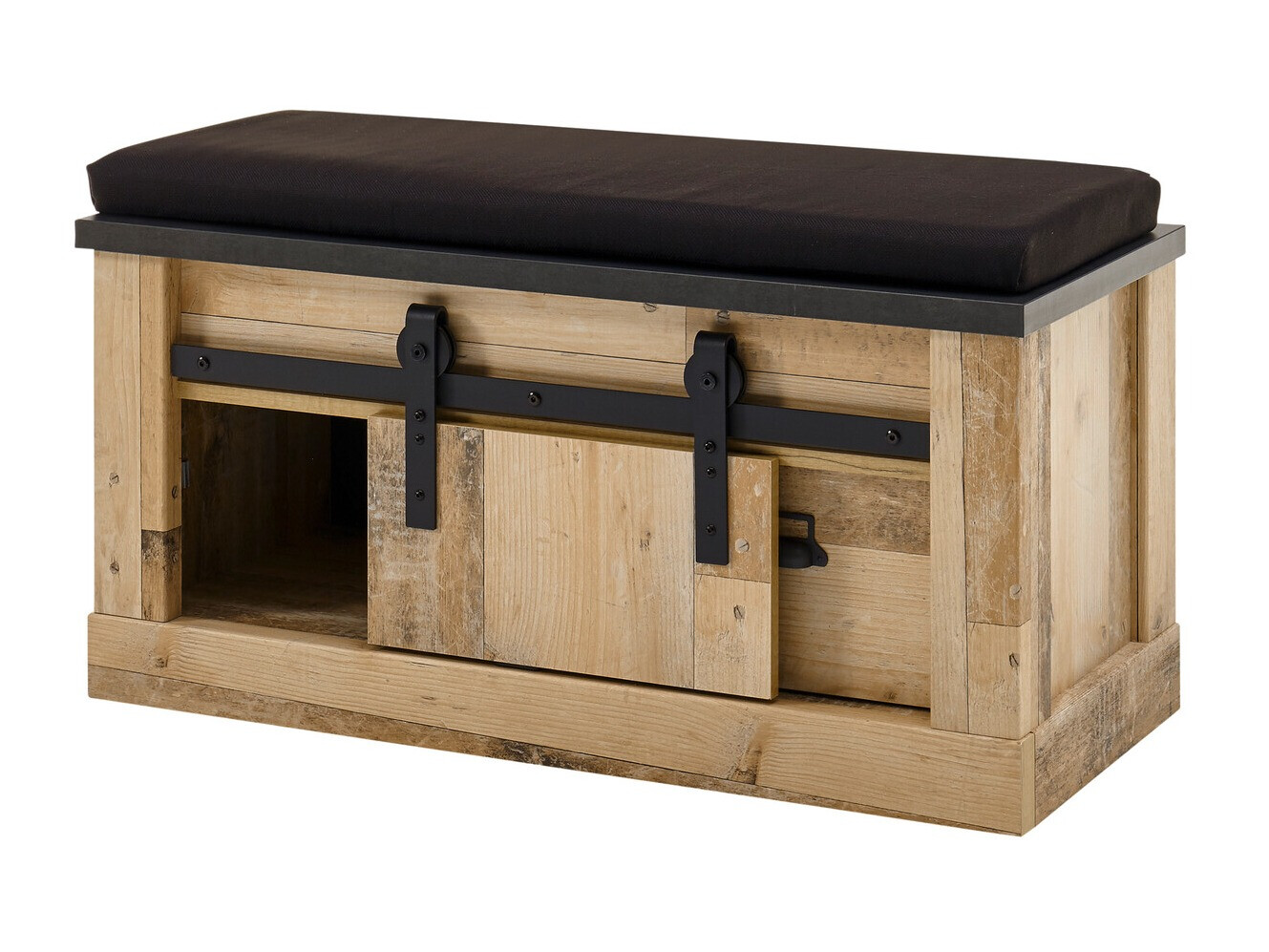 Schoenenkast Cirtale 125 (Antraciet + Verouderd hout)