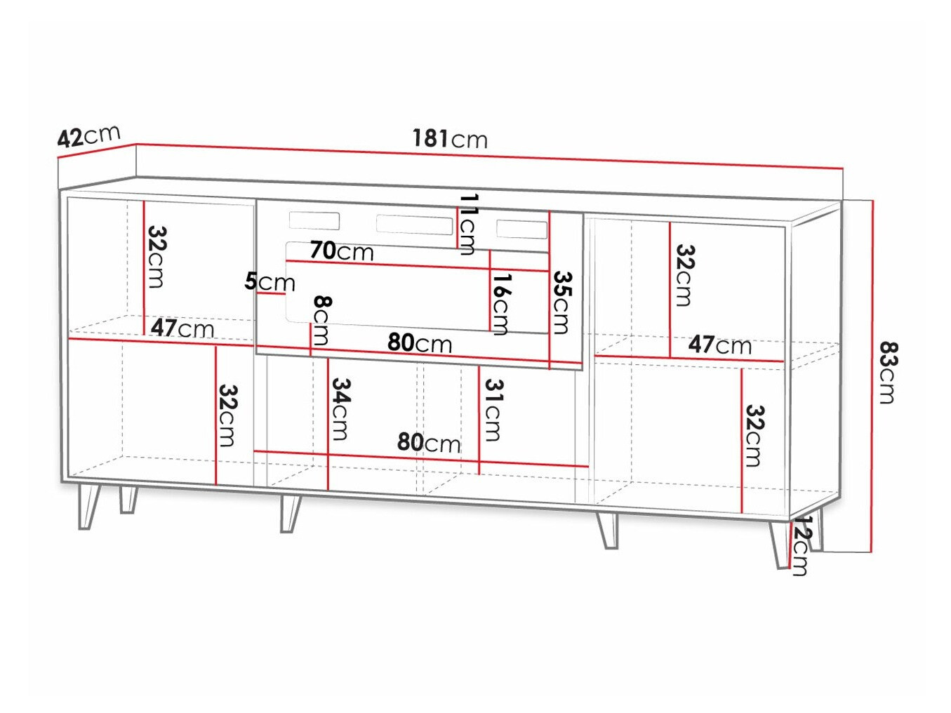 Dressoir Dicto I (Zwart + Gouden)
