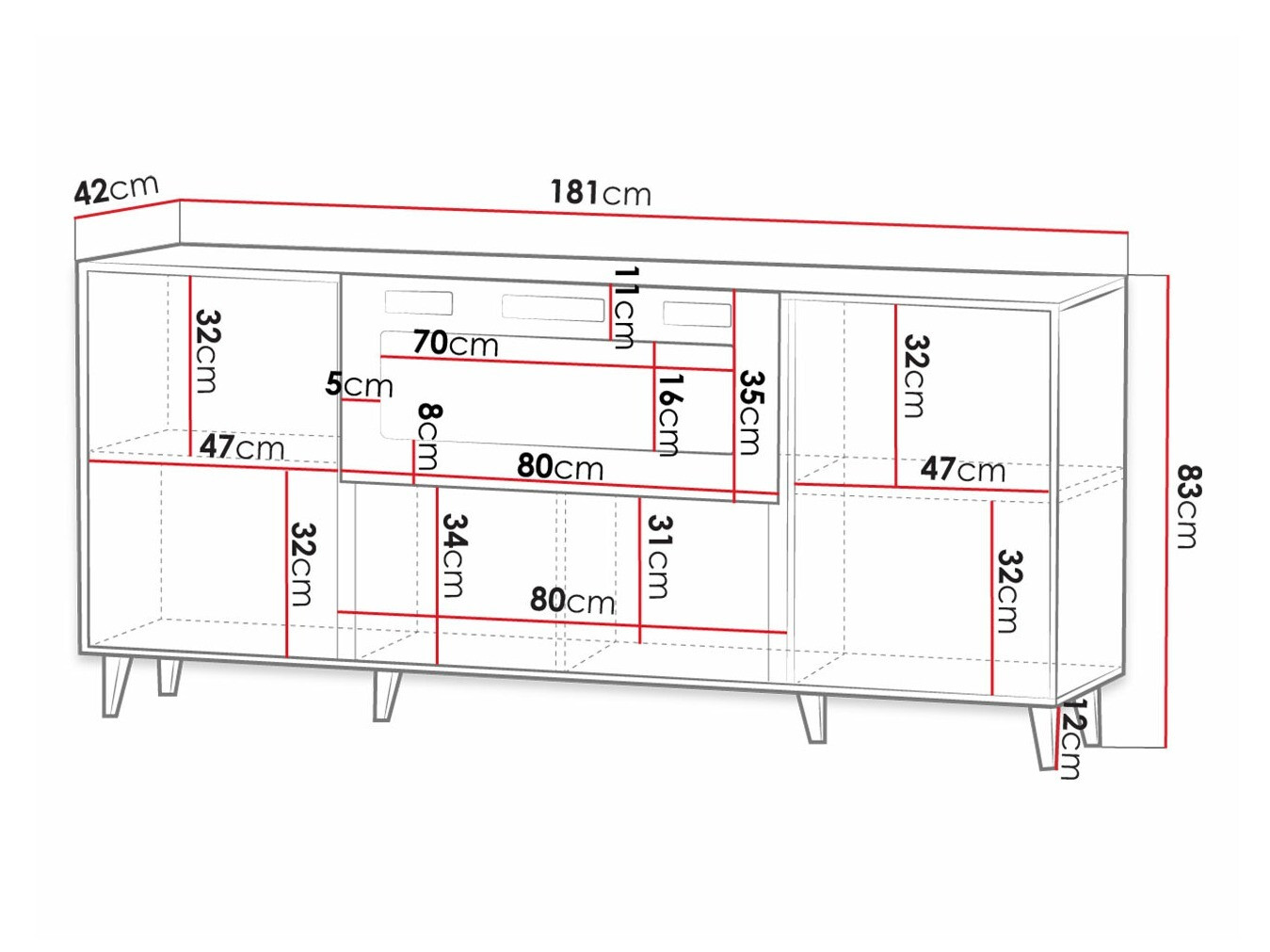 Dressoir Dicto I (Zwart + Gouden)