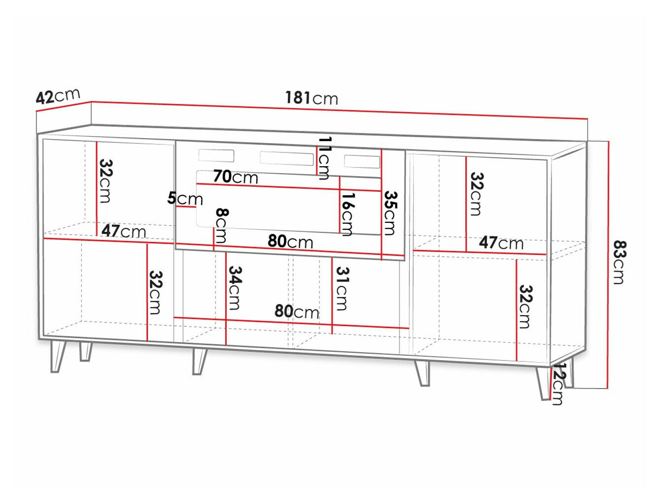 Dressoir Levmari 104 (Wit + Zwart)