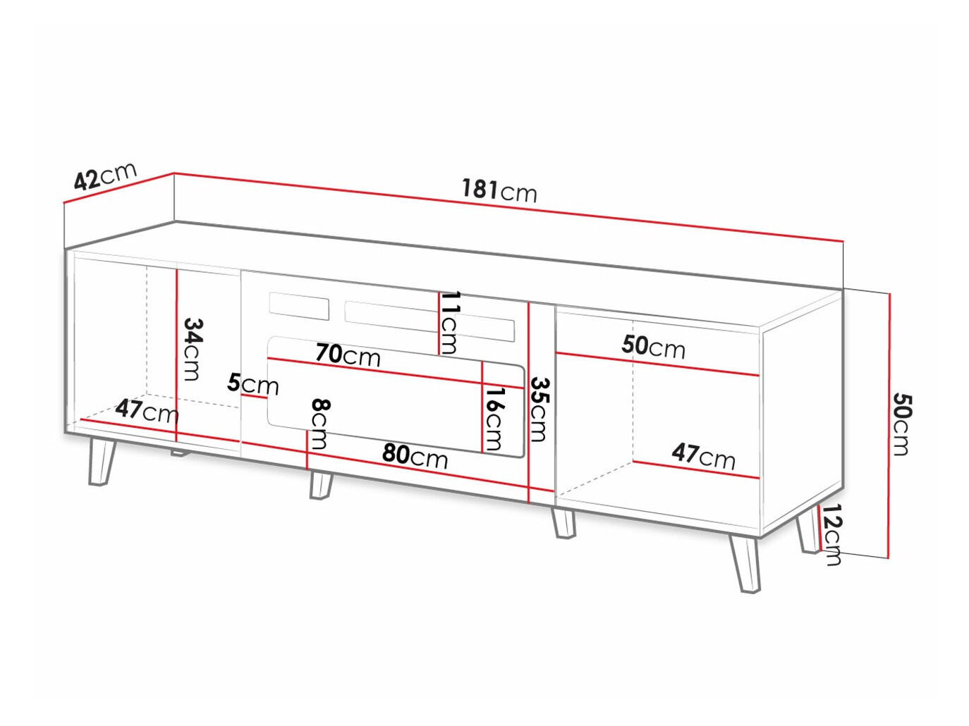 TV-meubel Levmari 106 (Wit + Zwart)
