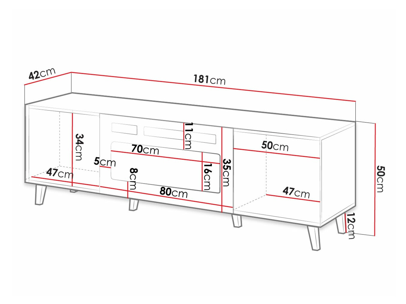 TV-meubel Levmari 106 (Zwart + Gouden)