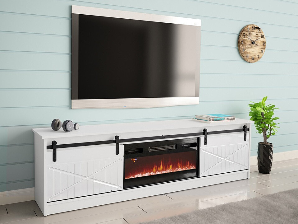 TV-meubel Charlotte 165 (Wit + Glanzend wit)