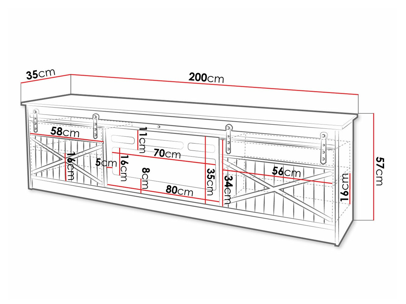 TV-meubel Charlotte 165 (Wotan eik)
