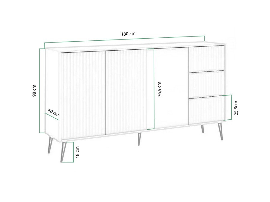 Ladekast Cirferi 102 (Wit + Gouden)