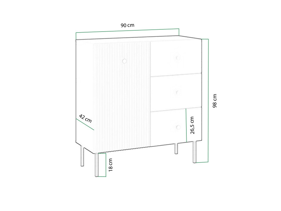 Ladekast Etliva 100 (Wit + Gouden)