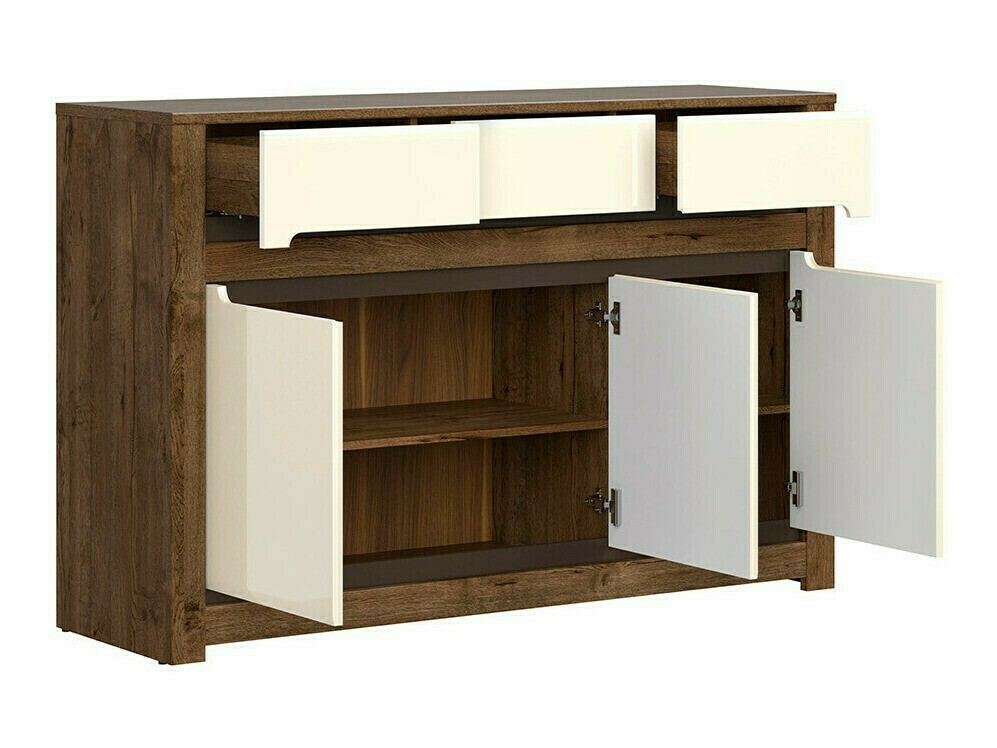 Ladekast Ophevaru 101 (Glanzend crème + April eiken)