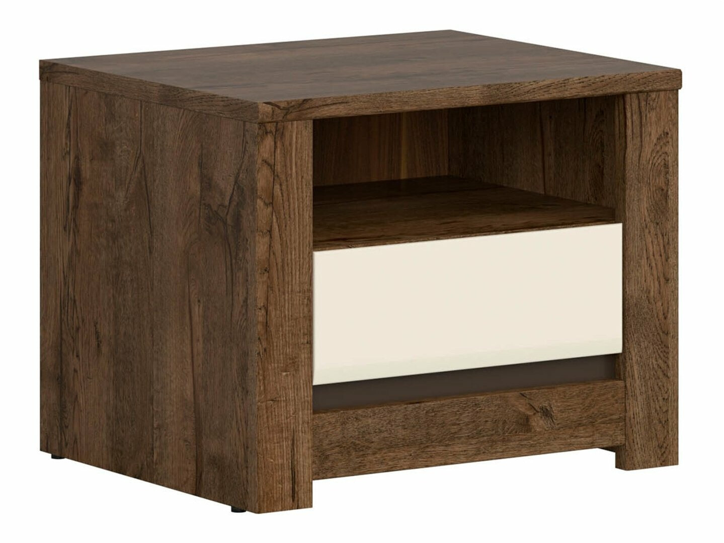 Nachtkastje Ophevaru 115 (Glanzend crème + April eiken)