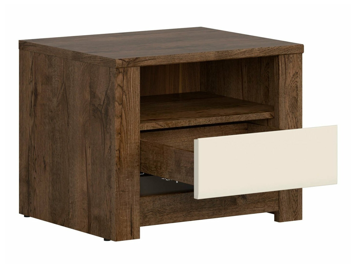 Nachtkastje Ophevaru 115 (Glanzend crème + April eiken)