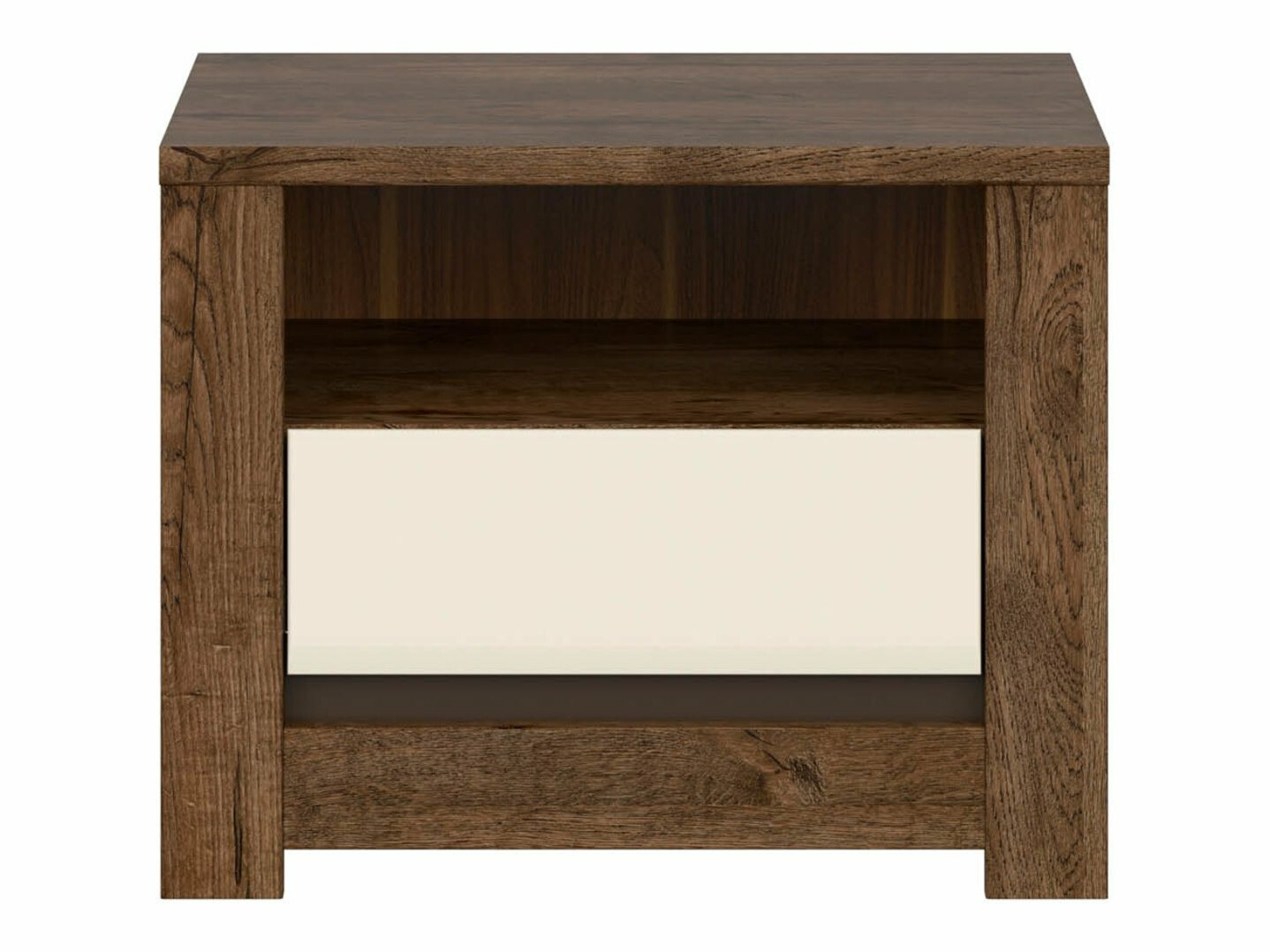 Nachtkastje Ophevaru 115 (Glanzend crème + April eiken)