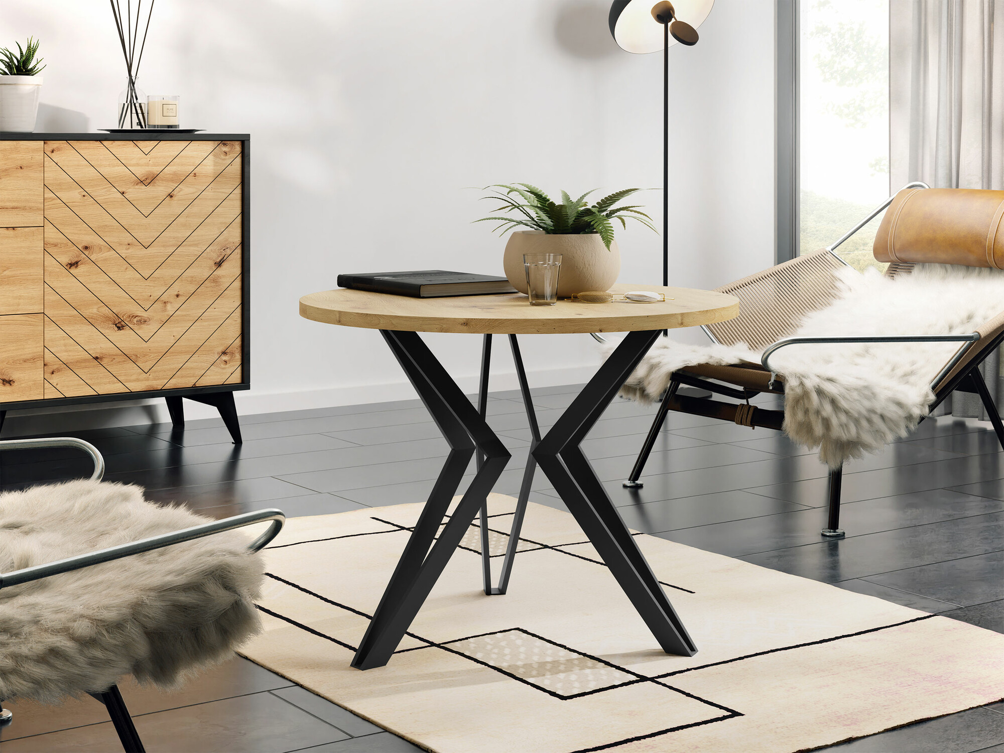 Salontafel Dearborn 105 (Artisan eiken + Zwart)