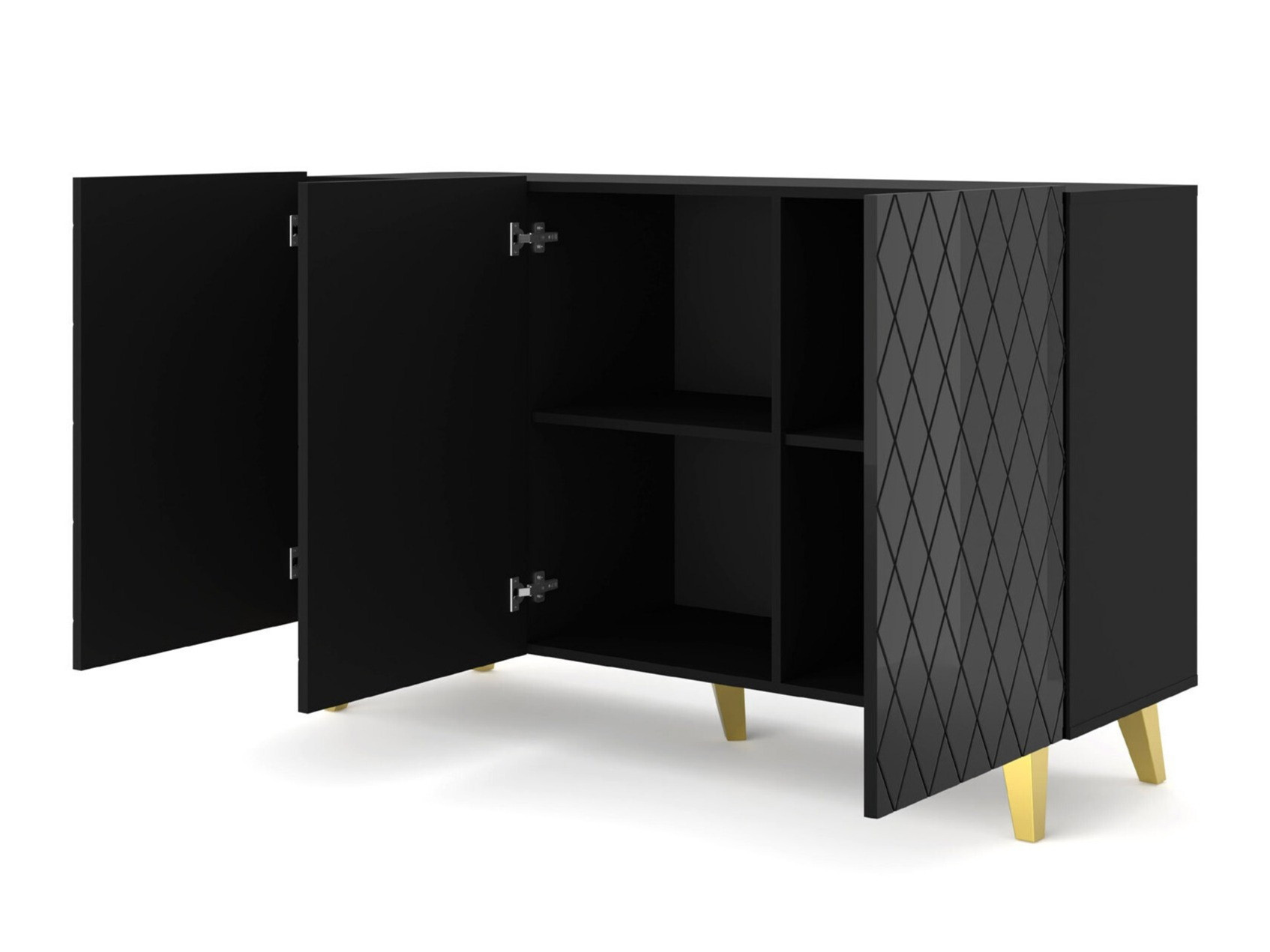 Dressoir Melmoro 104 (Glanzend zwart + Gouden)