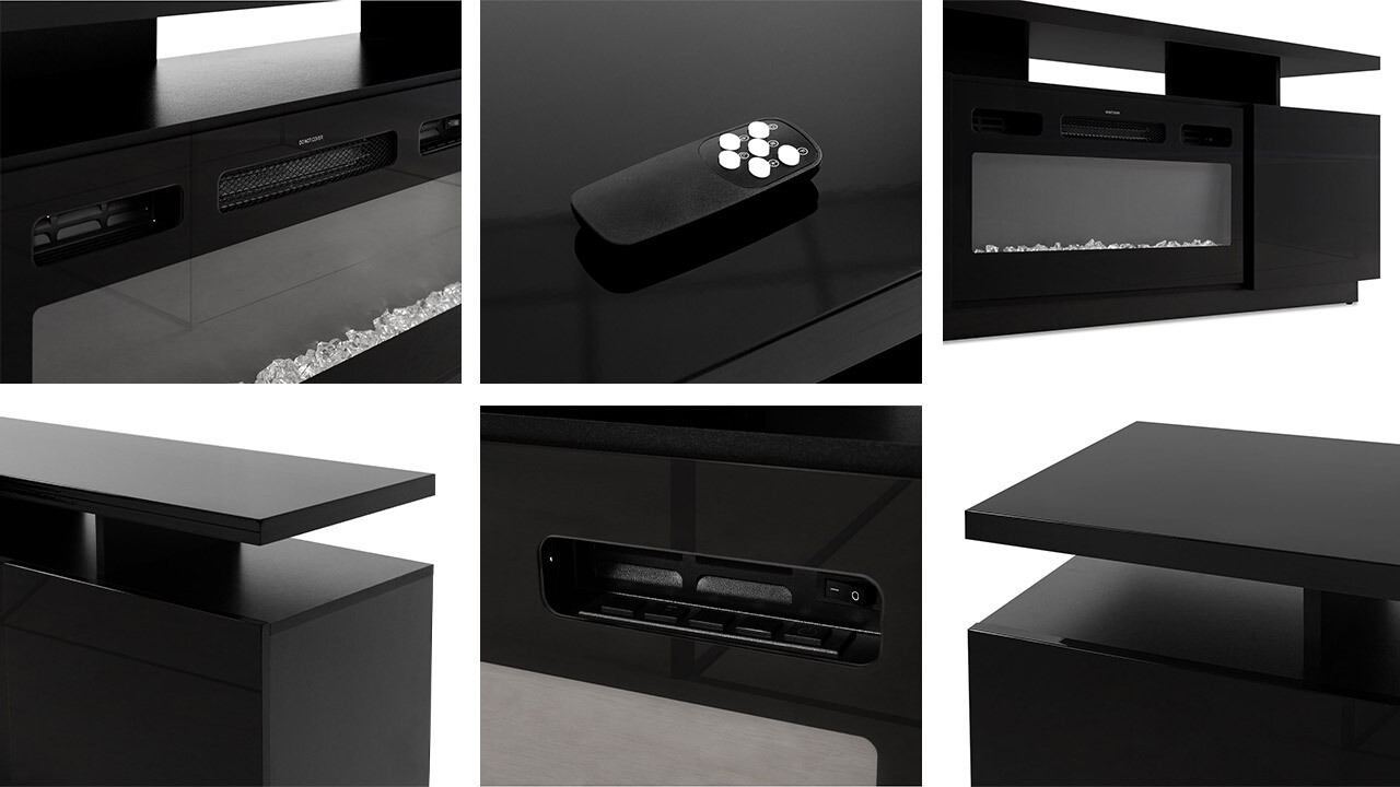 TV-meubel Charlotte 151 (Zwart + Glanzend zwart)