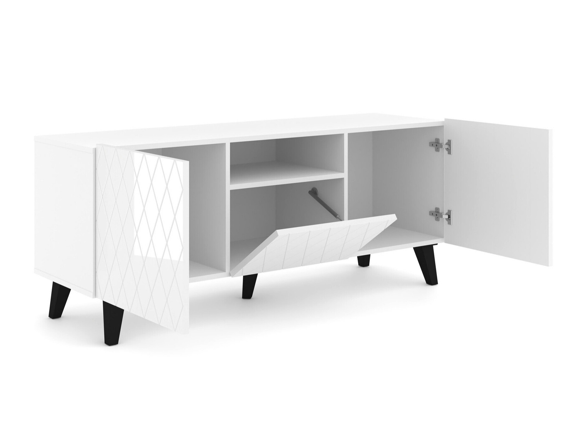 Woonkamerset Melmoro 106 (Glanzend wit + Zwart)