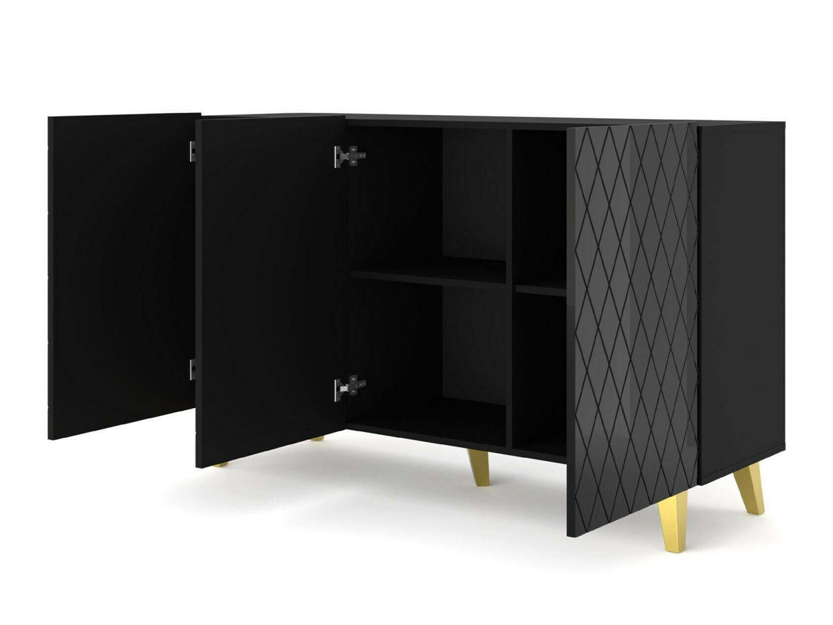 Woonkamerset Melmoro 106 (Glanzend zwart + Gouden)