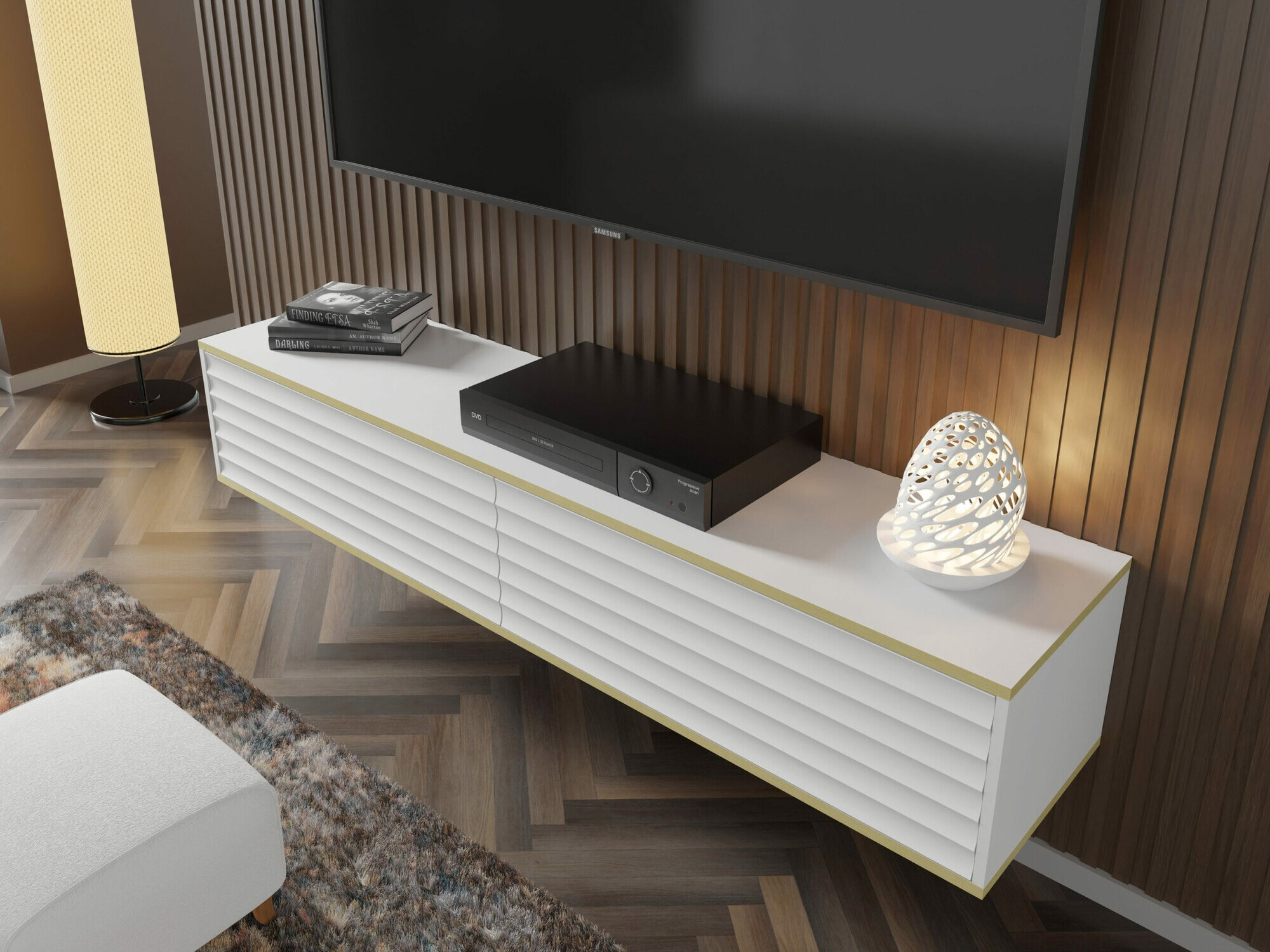 TV-meubel Buffalo 101 (Wit + Gouden)