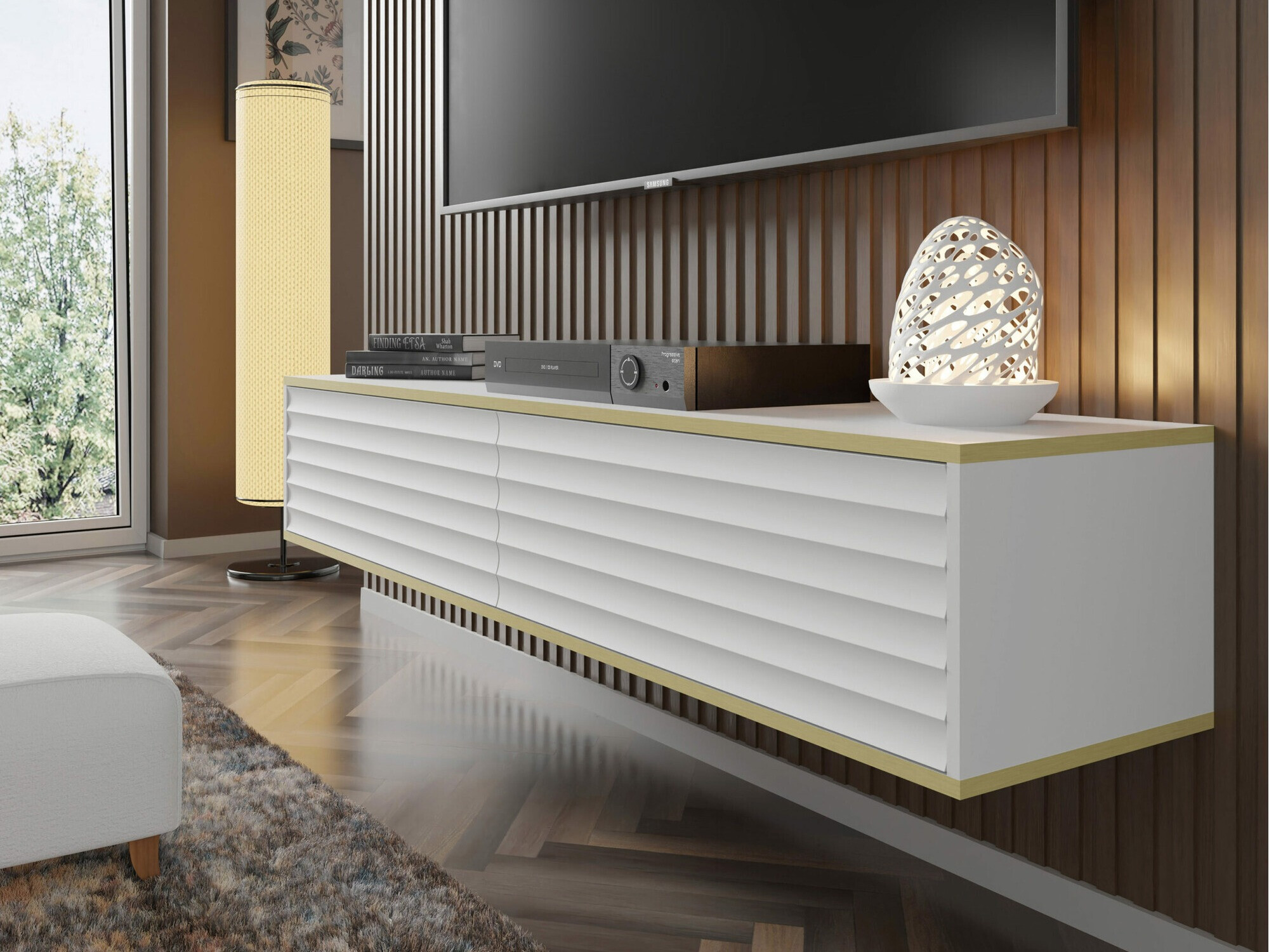 TV-meubel Buffalo 101 (Wit + Gouden)