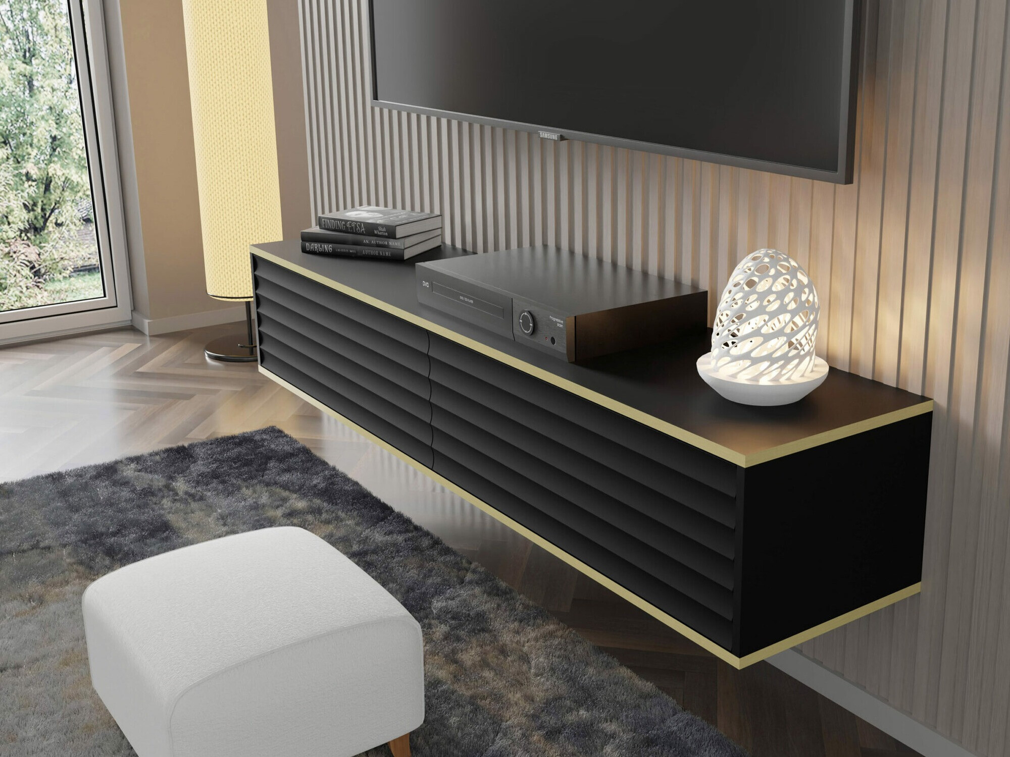 TV-meubel Buffalo 101 (Zwart + Gouden)