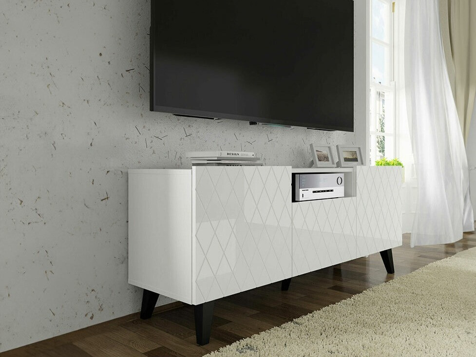 TV-meubel Melmoro 105 (Glanzend wit + Zwart)