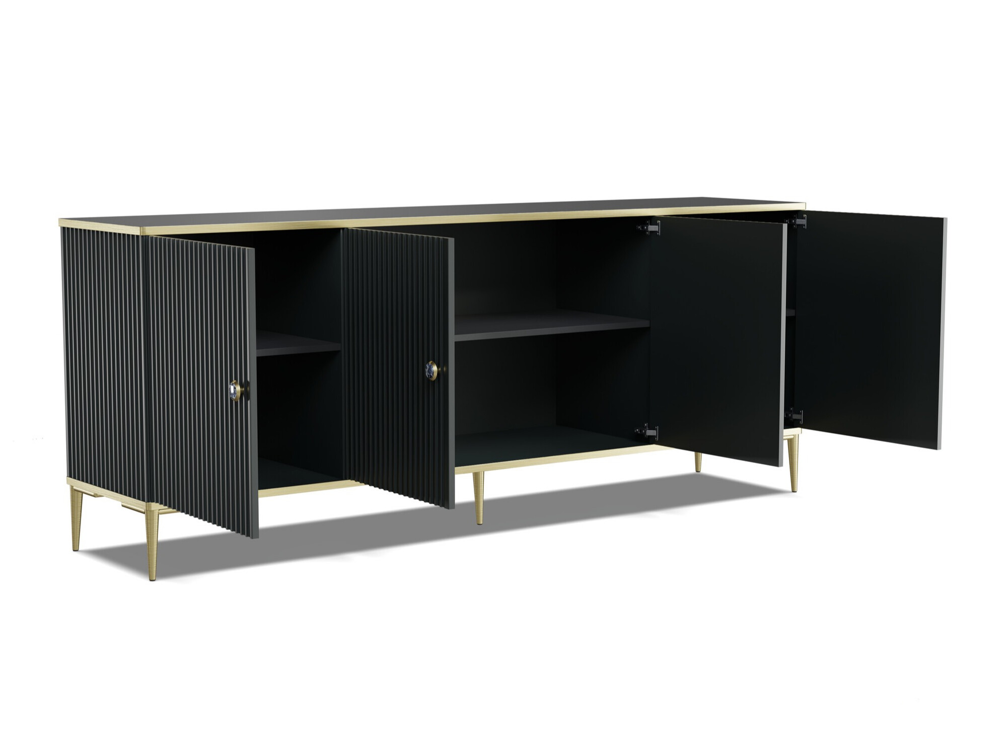 Dressoir Romciro 101 (Zwart + Gouden)