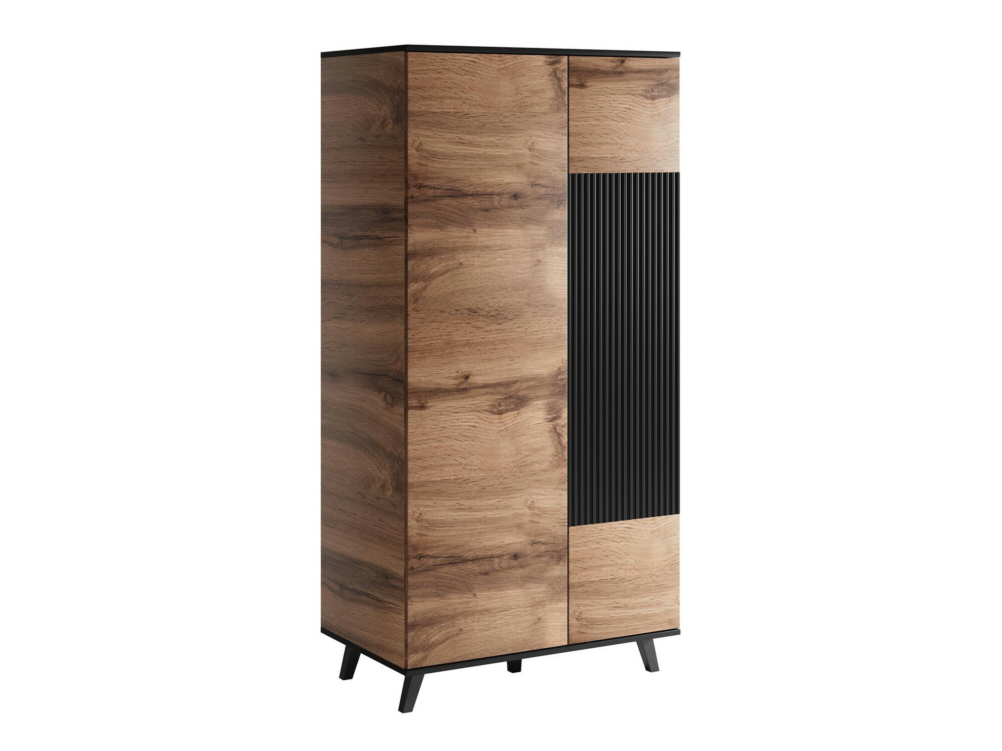 Kledingkast Luelia 113 (Zwart + Wotan eik)