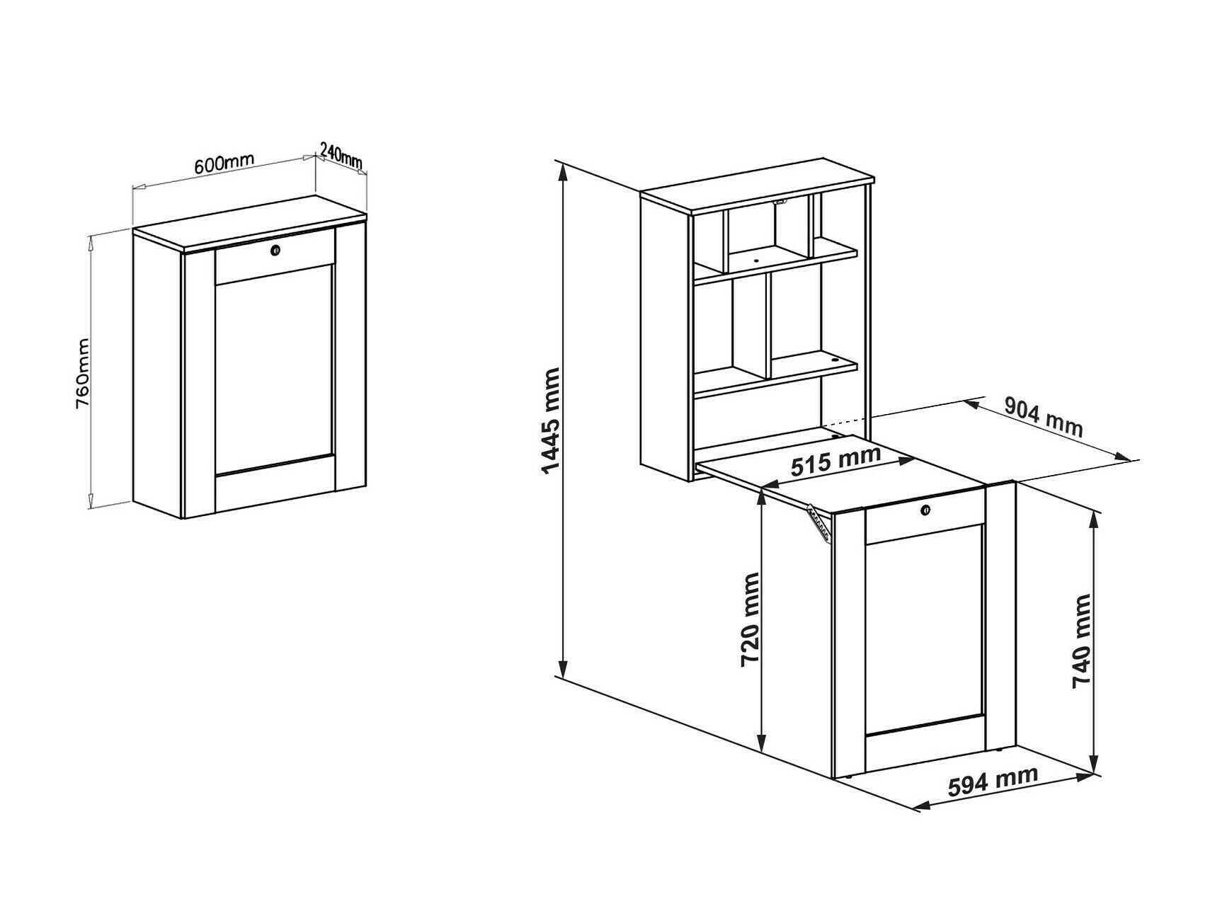 Bureau Buffalo 104 (Artisan eiken + Zwart)