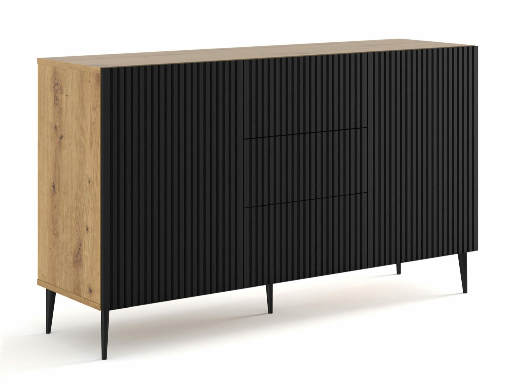 Ladekast Mirmaro 100 (Zwart + Artisan eiken)