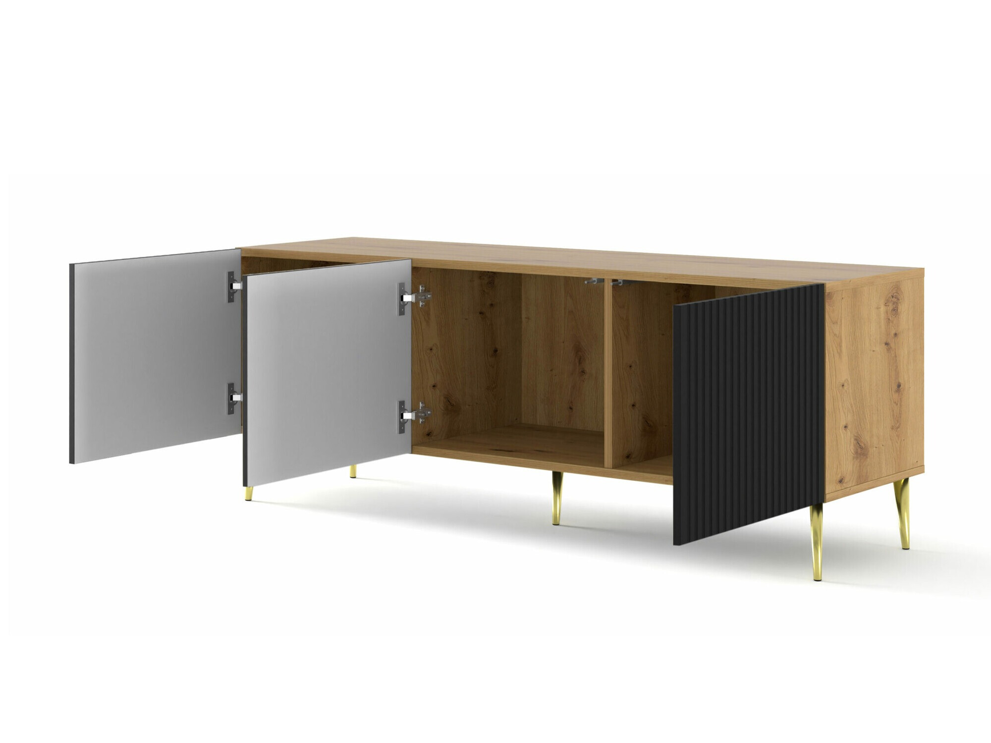 TV-meubel Mirmaro 102 (Zwart + Artisan eiken)