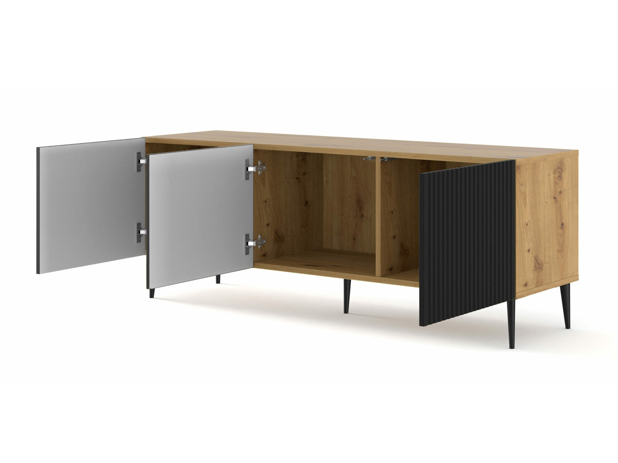 TV-meubel Mirmaro 102 (Zwart + Artisan eiken)