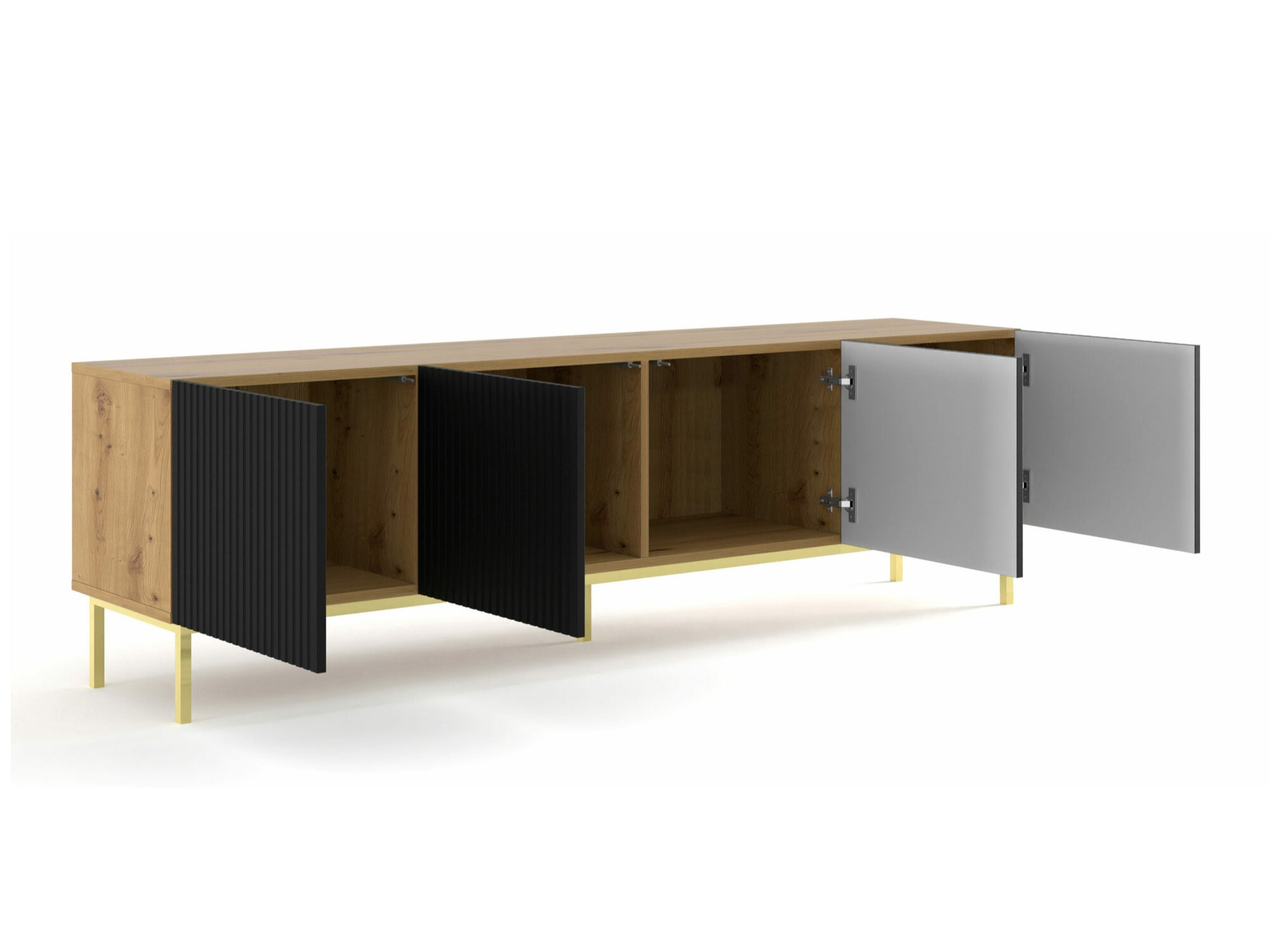 TV-meubel Mirmaro 103 (Zwart + Artisan eiken)