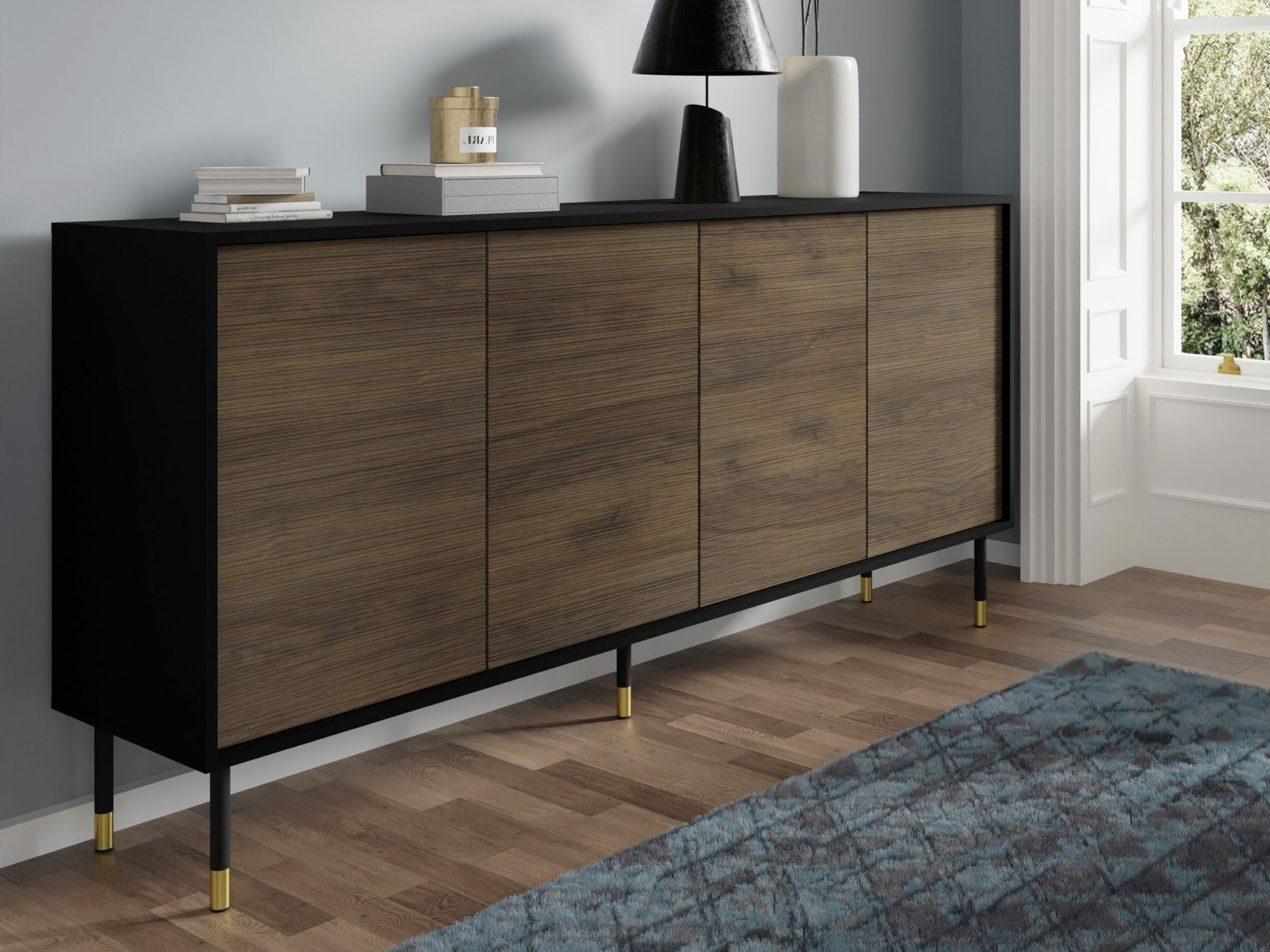 Dressoir Romtole 101 (Zwart + Donkere eik)