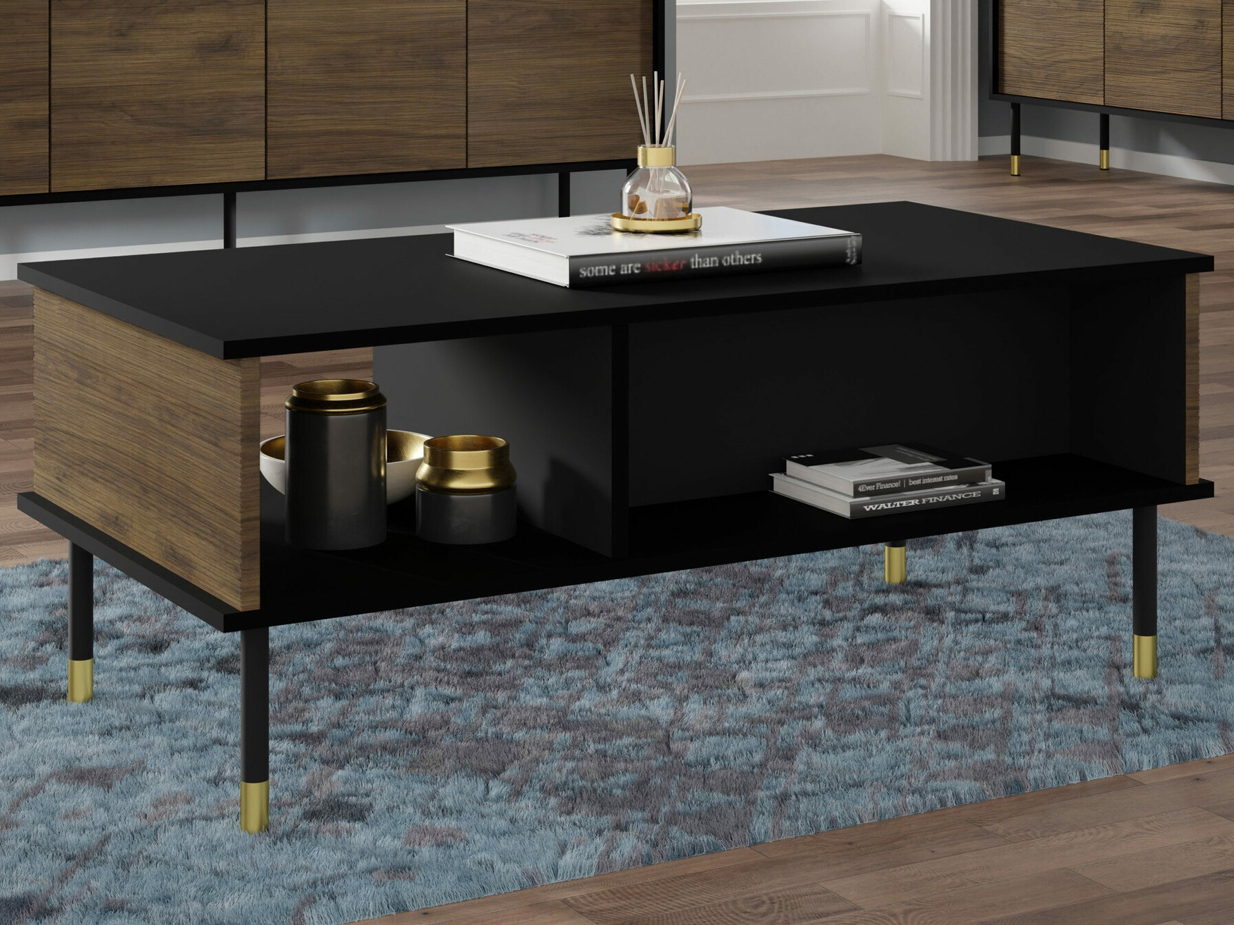 Salontafel Romtole 102 (Zwart + Donkere eik)