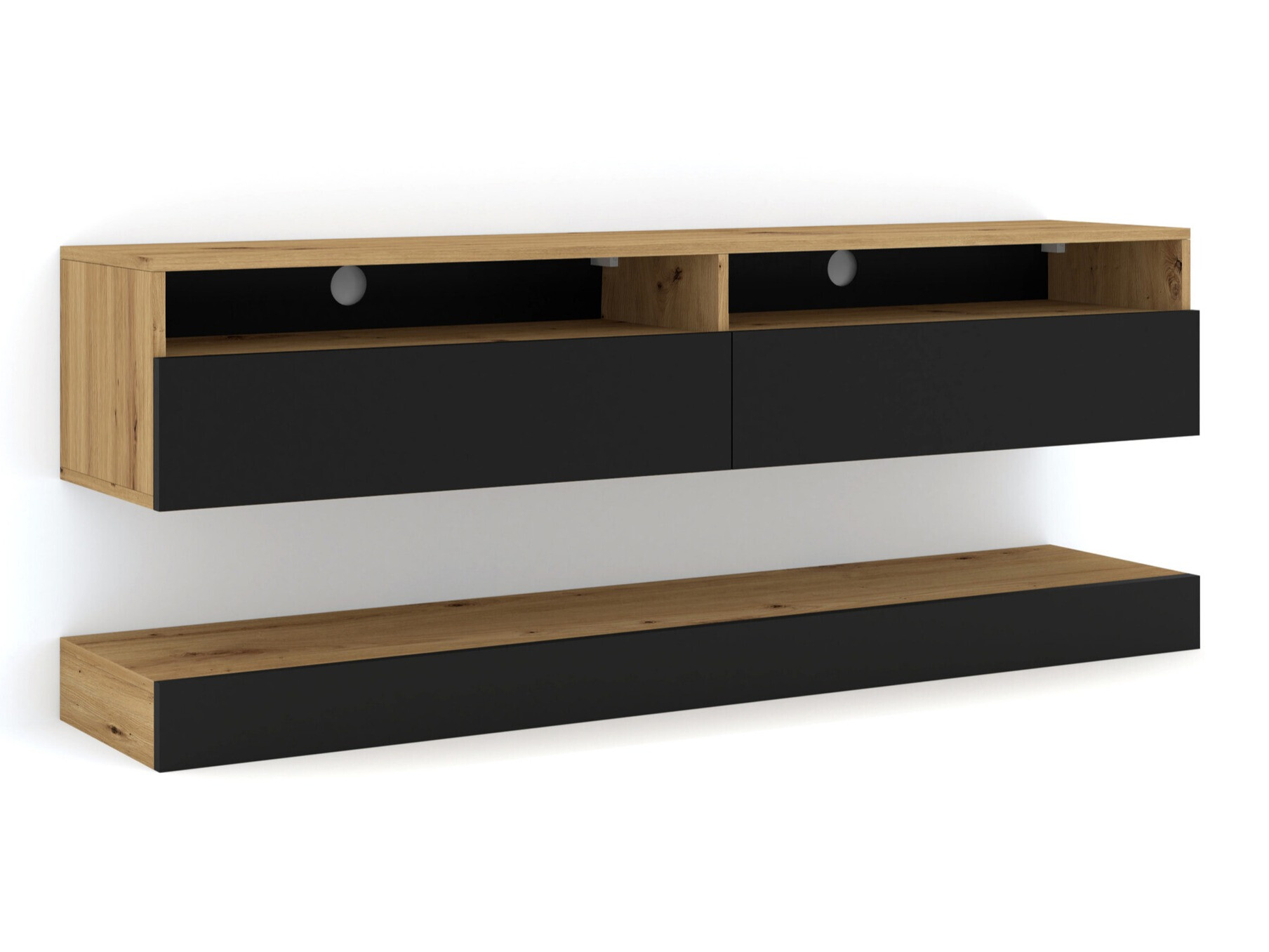 TV-meubel Buffalo 108 (Zwart + Artisan eiken)