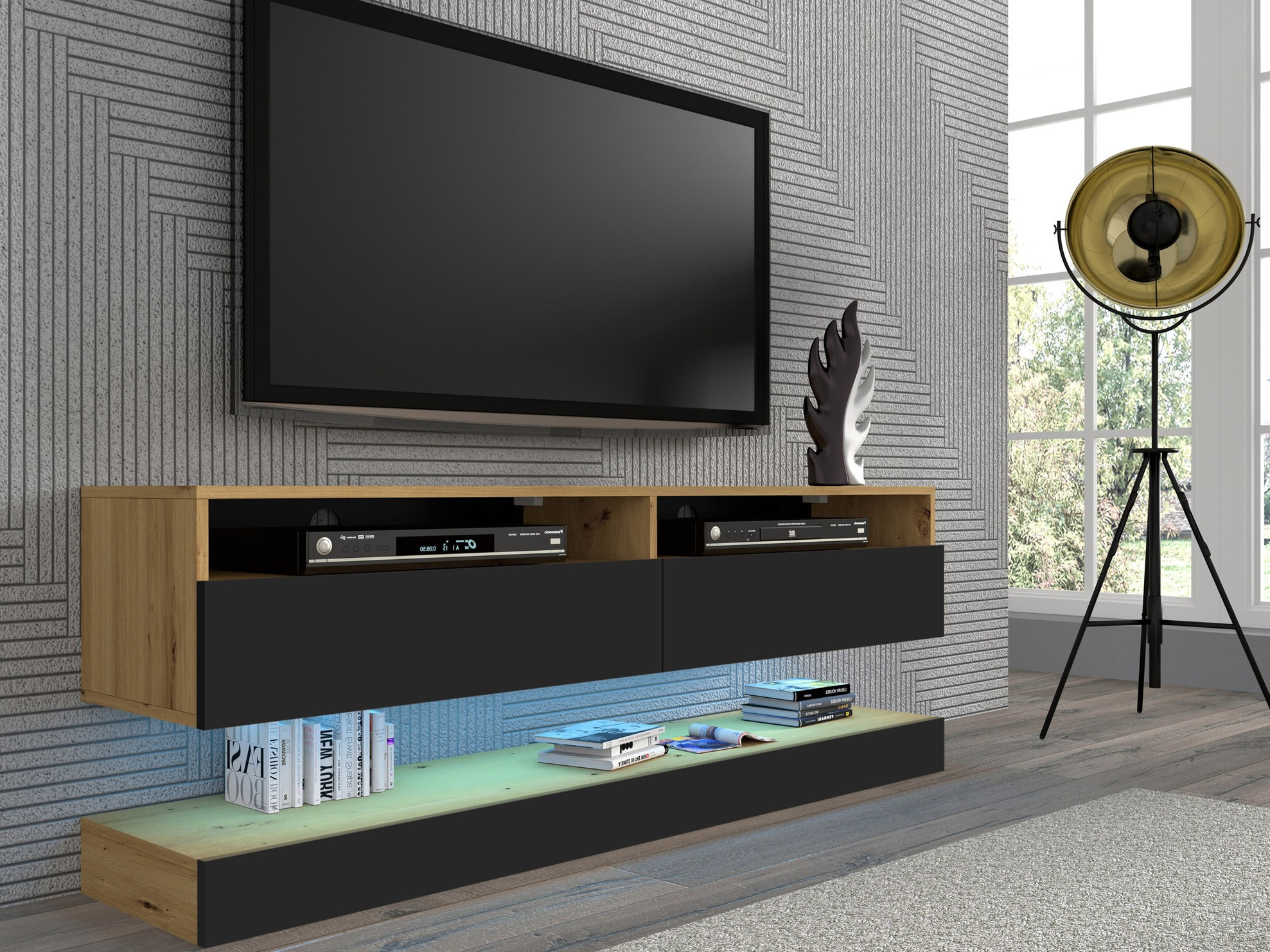 TV-meubel Buffalo 108 (Zwart + Artisan eiken)