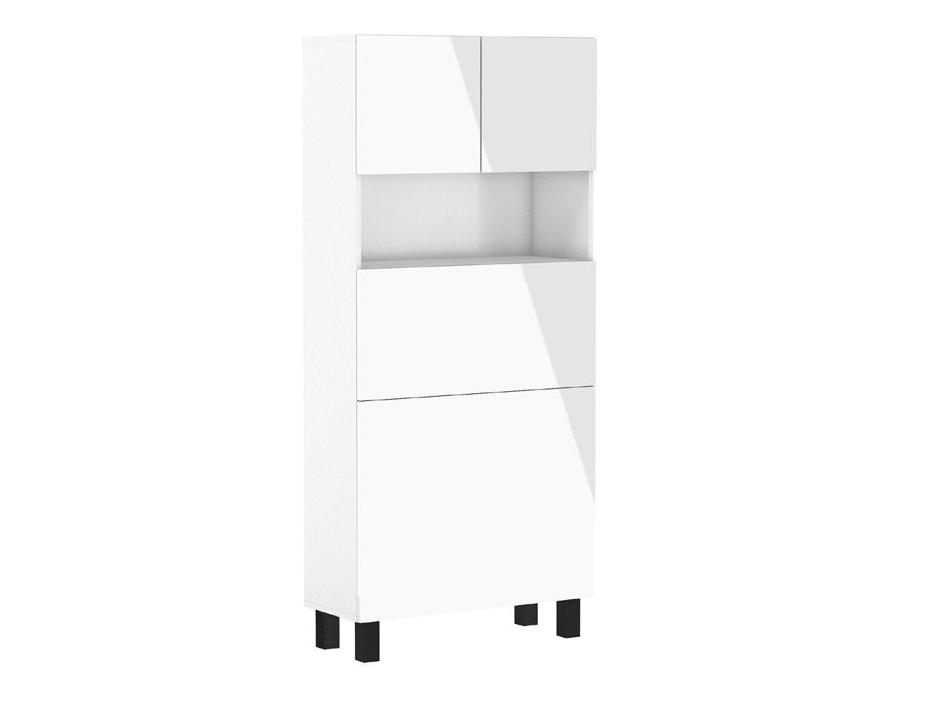 Boekenkast Buffalo 145 (Glanzend wit + Mat wit)