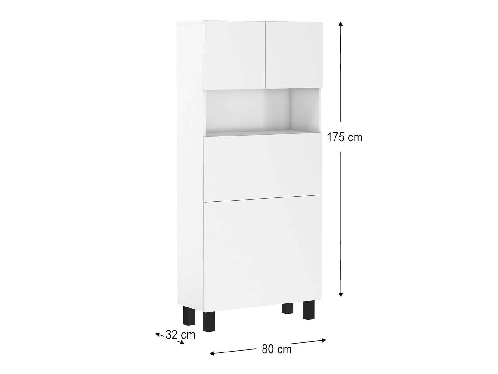 Boekenkast Buffalo 145 (Glanzend wit + Mat wit)