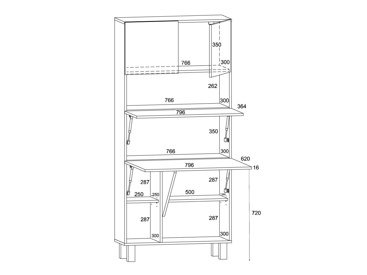 Boekenkast Buffalo 145 (Glanzend wit + Sonoma eik)