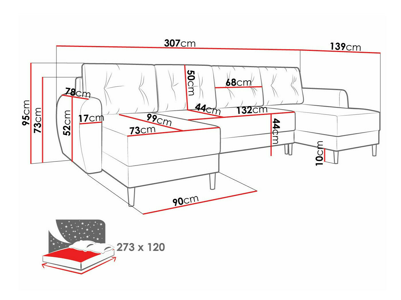 Hoekbank Memphis 140 (Poso 14)