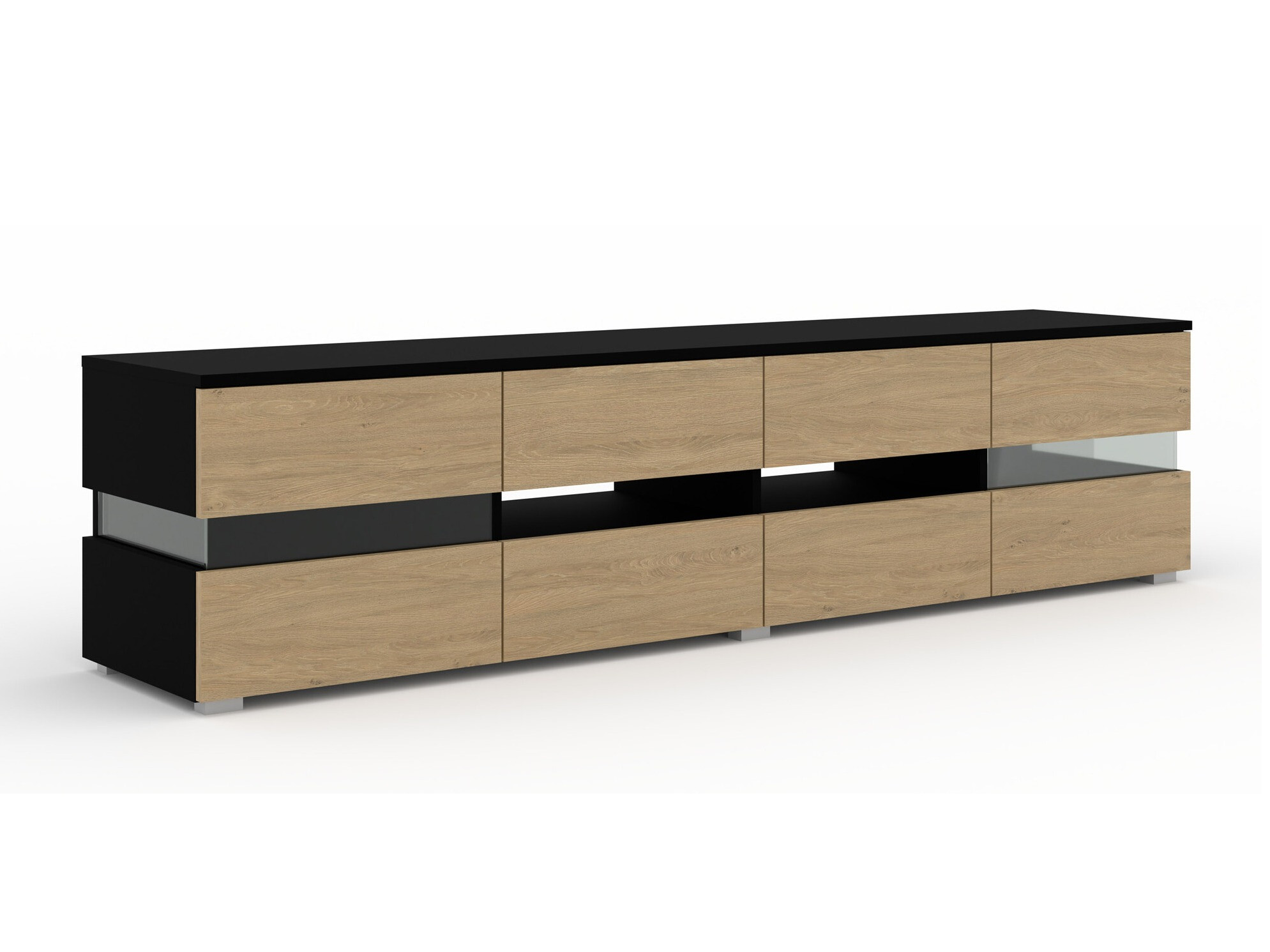 TV-meubel Buffalo 146 (Zwart + Eiken)