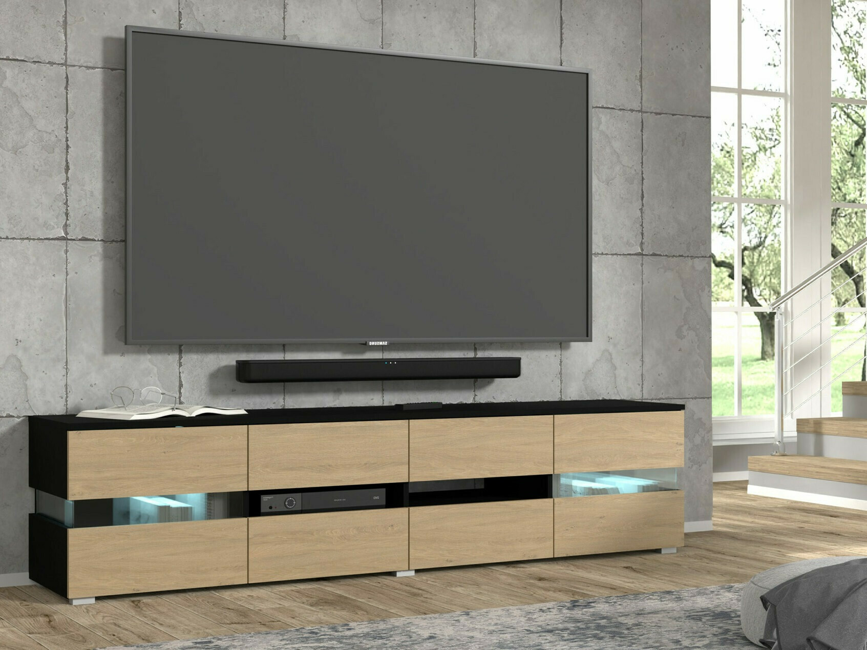 TV-meubel Buffalo 146 (Zwart + Eiken)