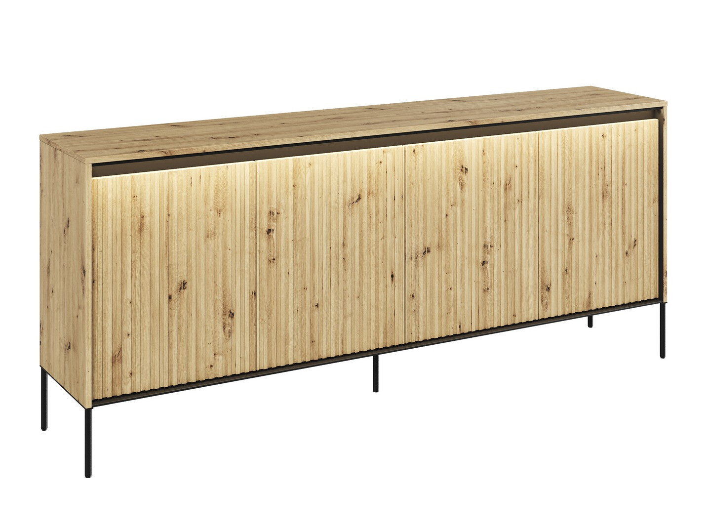 Dressoir Fernolu 103 (Artisan eiken + Zwart)
